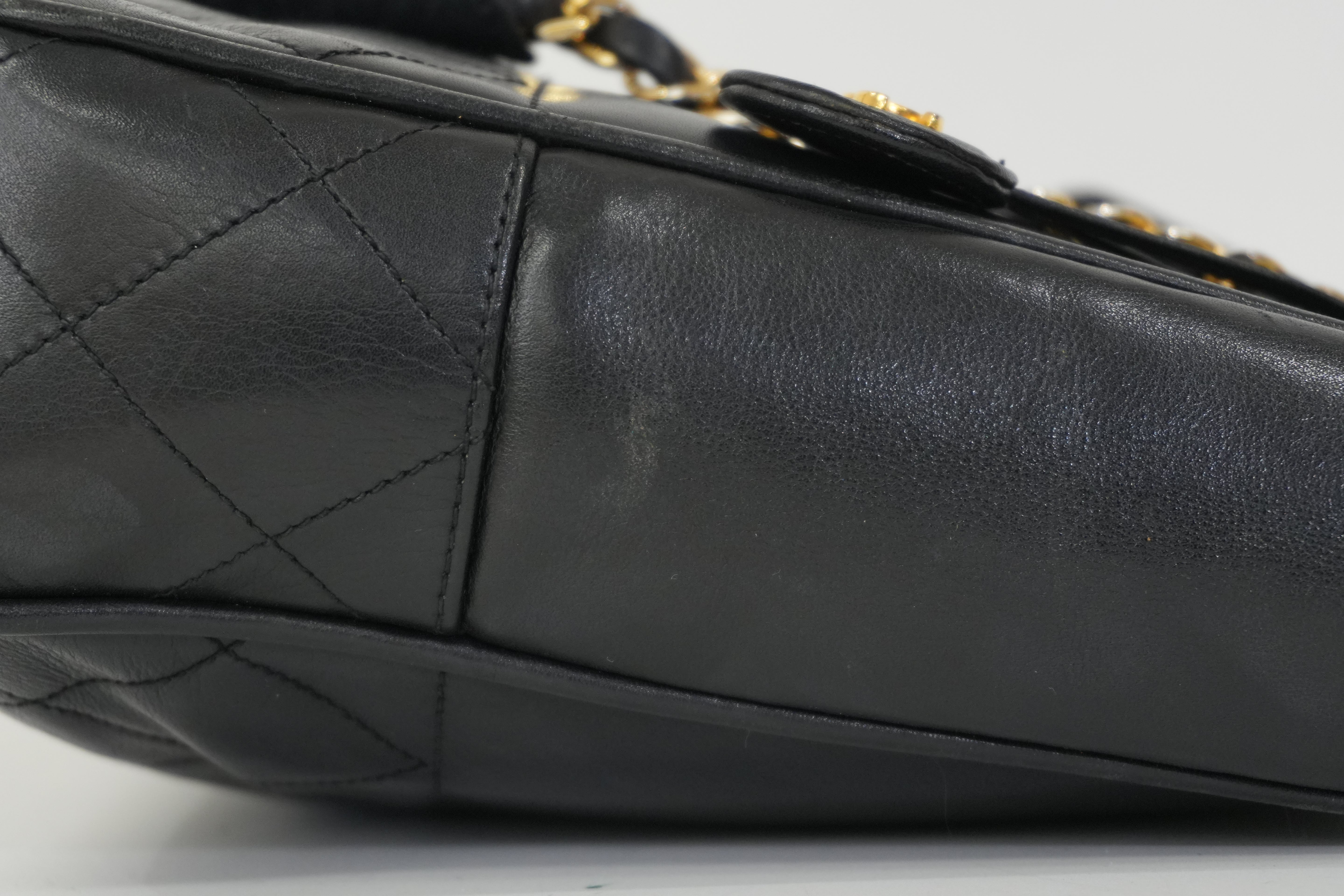 Pre-owned Chanel Lambskin Leather Chain Shoulder Bag Black