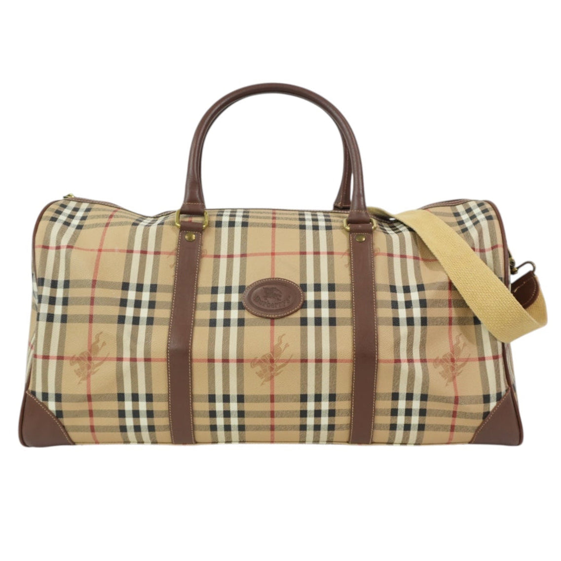 Pre-Owned Burberry Check Duffle Bag size 50 Beige