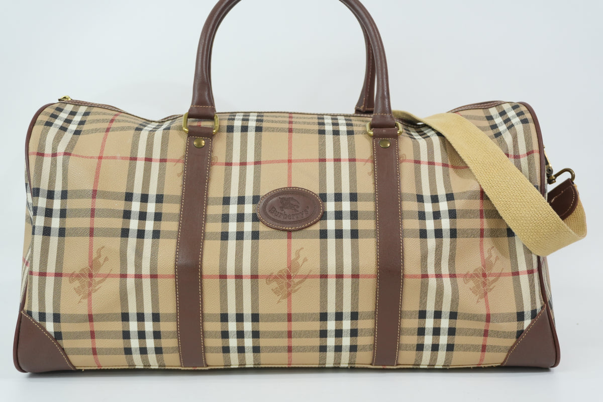 Pre-Owned Burberry Check Duffle Bag size 50 Beige