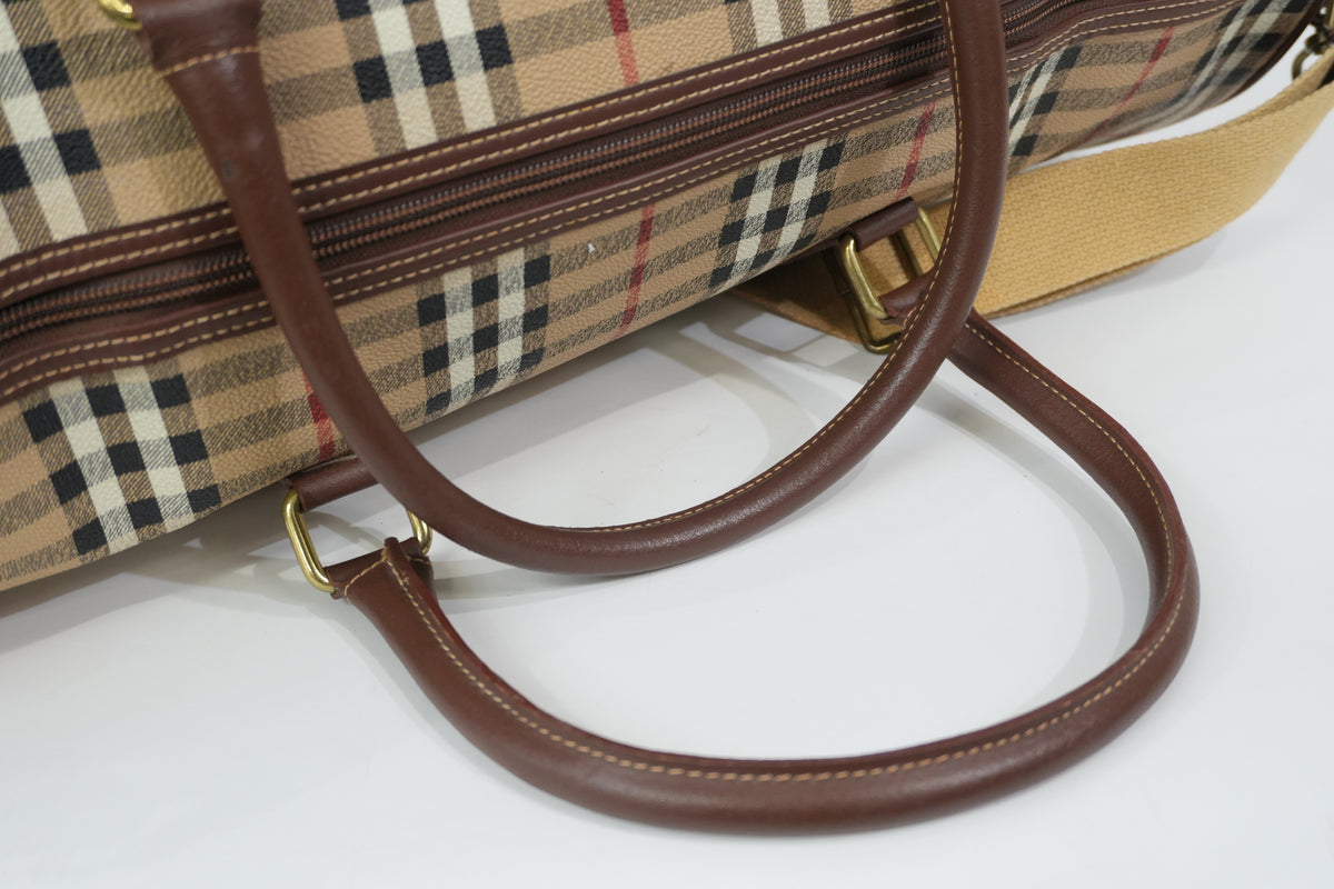 Pre-Owned Burberry Check Duffle Bag size 50 Beige