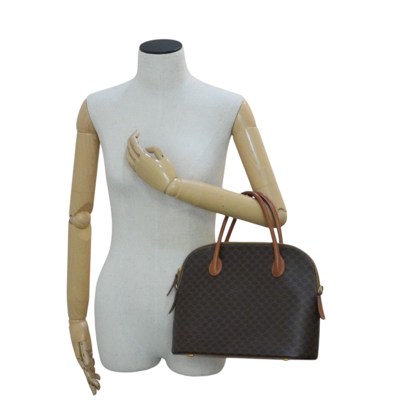 Pre-owned Celine Macadam Top handle Handbag Brown