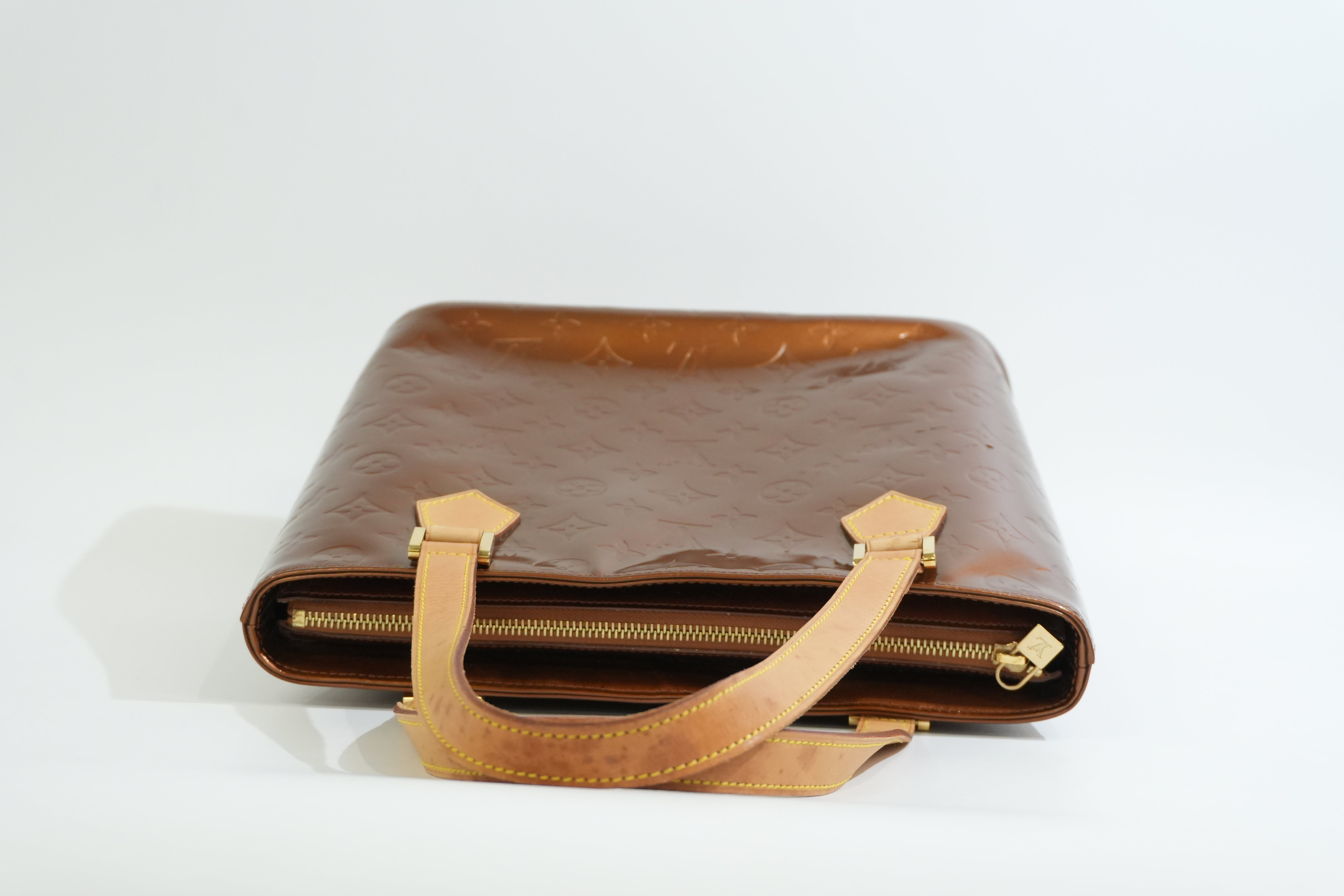 Pre-owned Louis Vuitton Vernis Houston Handbag Bronze