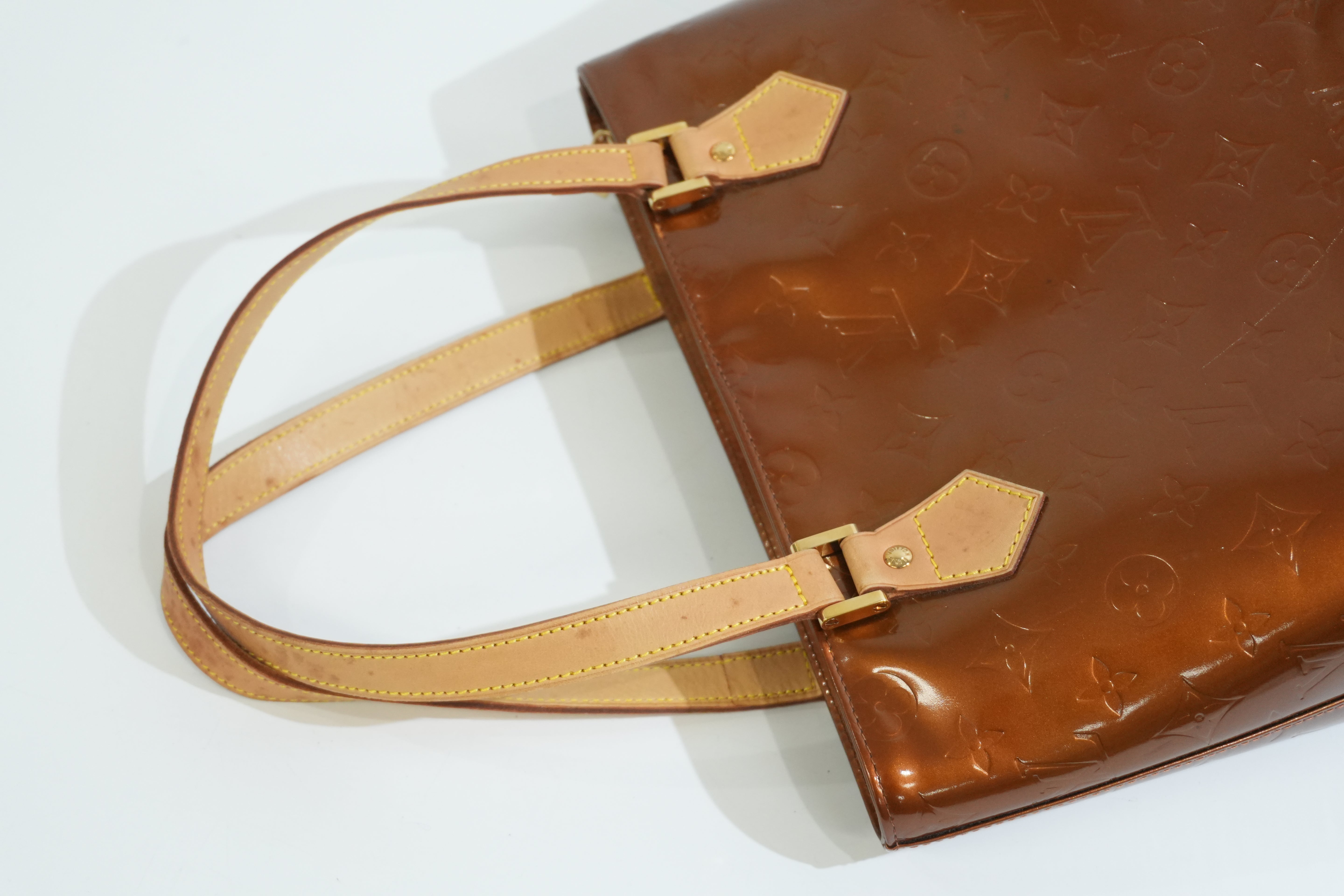 Pre-owned Louis Vuitton Vernis Houston Handbag Bronze