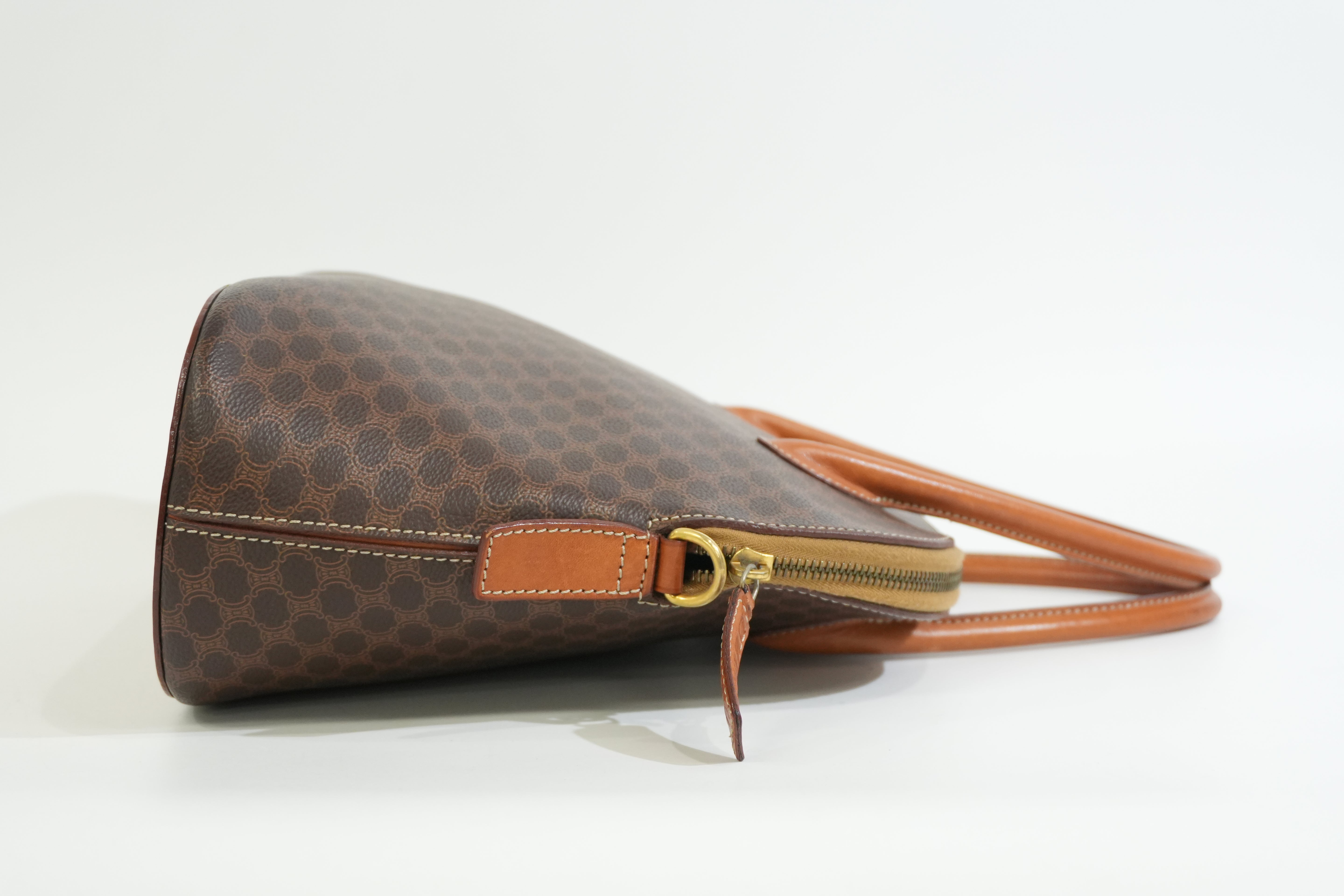 Pre-owned Celine Macadam Top handle Handbag Brown