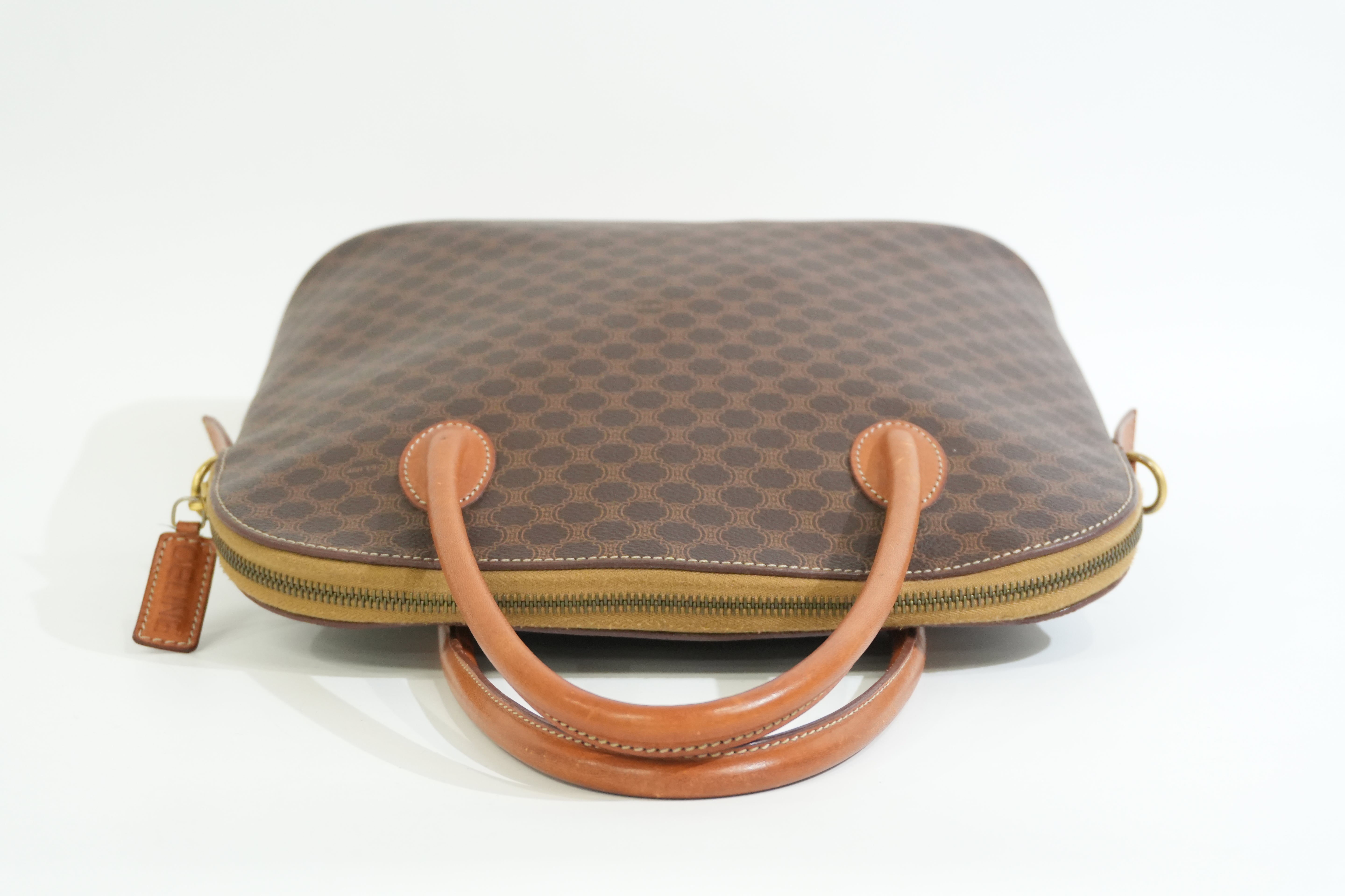 Pre-owned Celine Macadam Top handle Handbag Brown