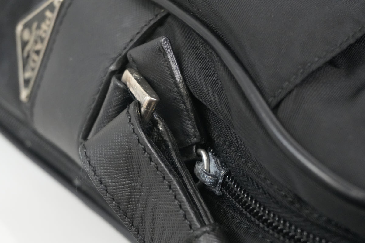 Pre-Owned Prada Nylon Two-Way Suitcase Black