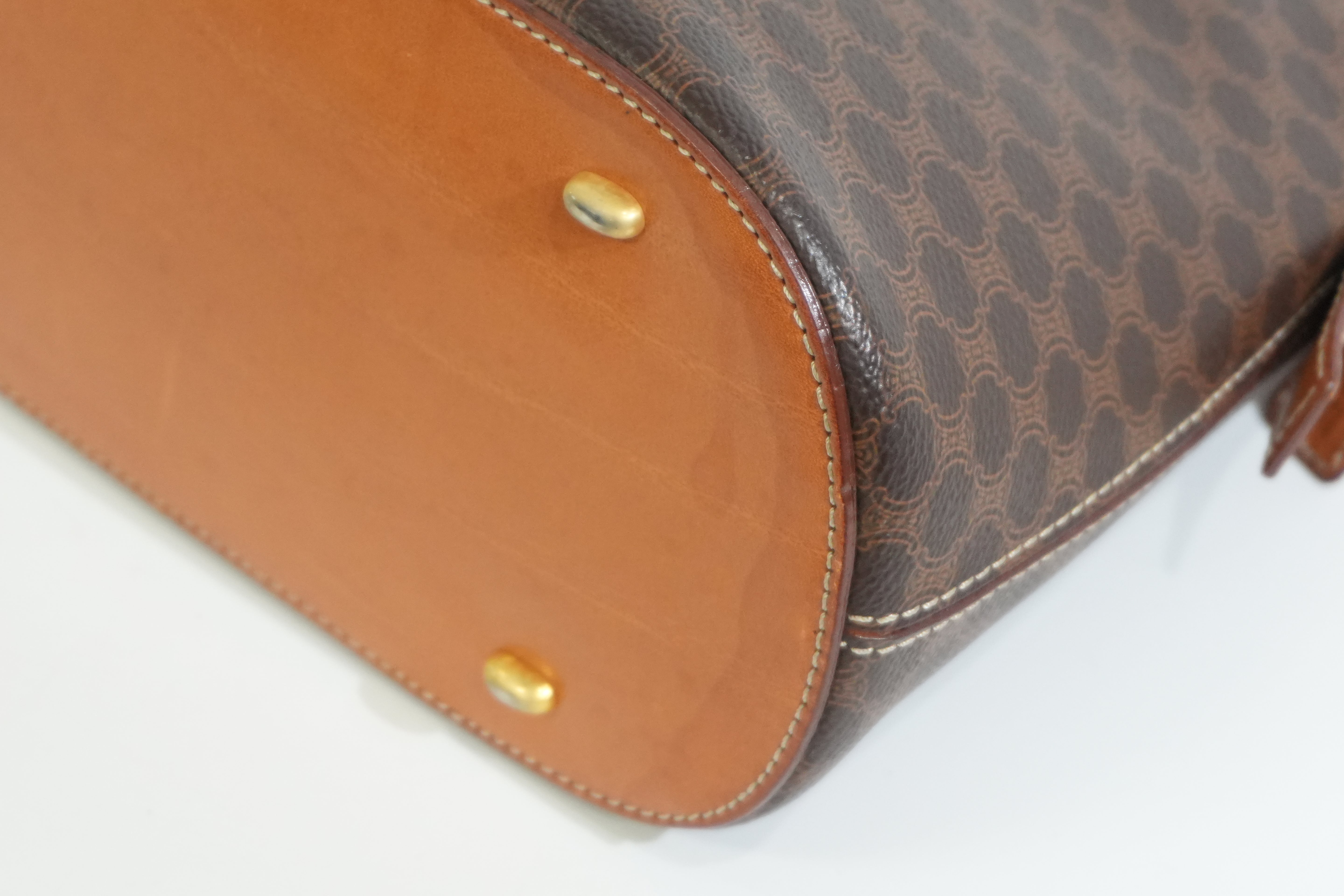 Pre-owned Celine Macadam Top handle Handbag Brown
