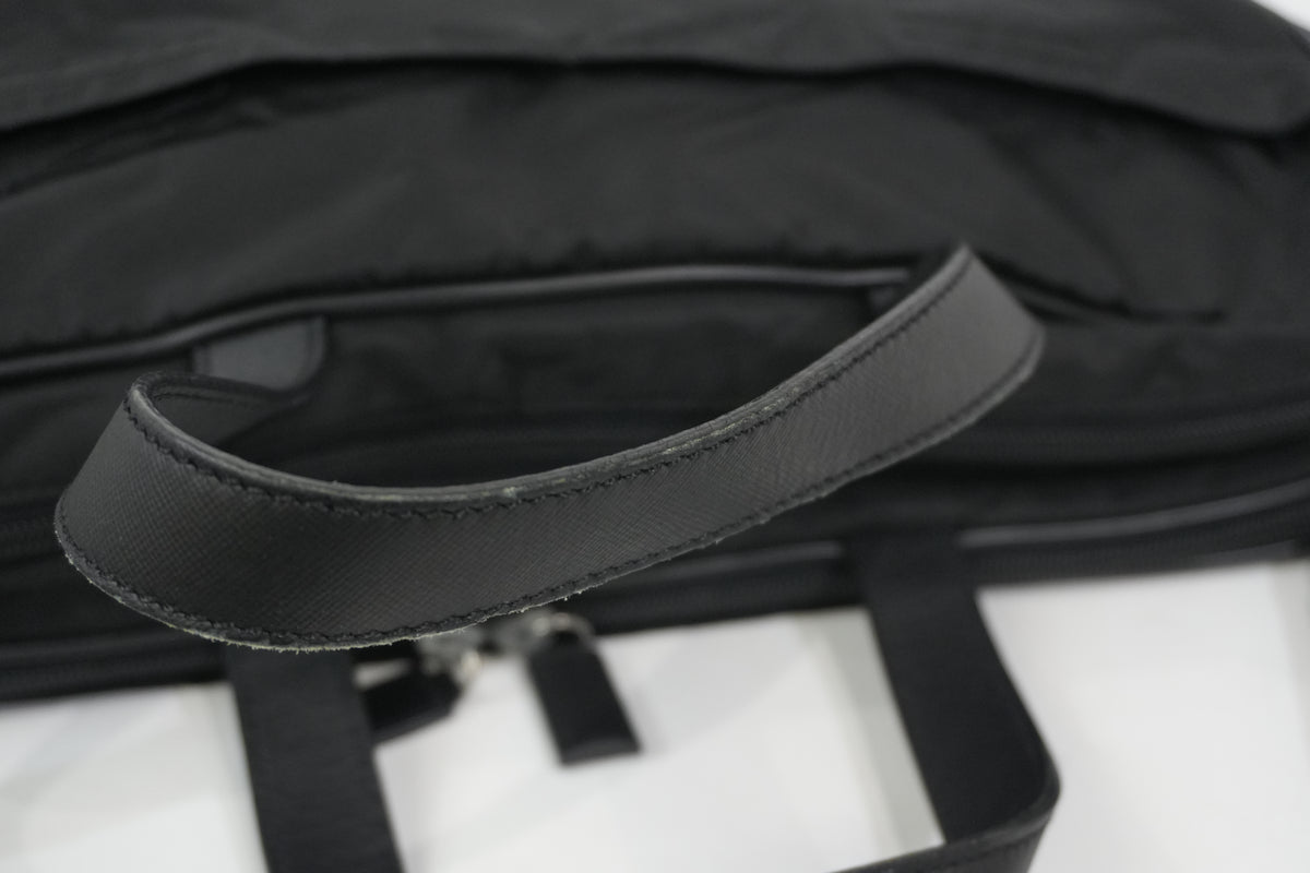 Pre-Owned Prada Nylon Two-Way Suitcase Black
