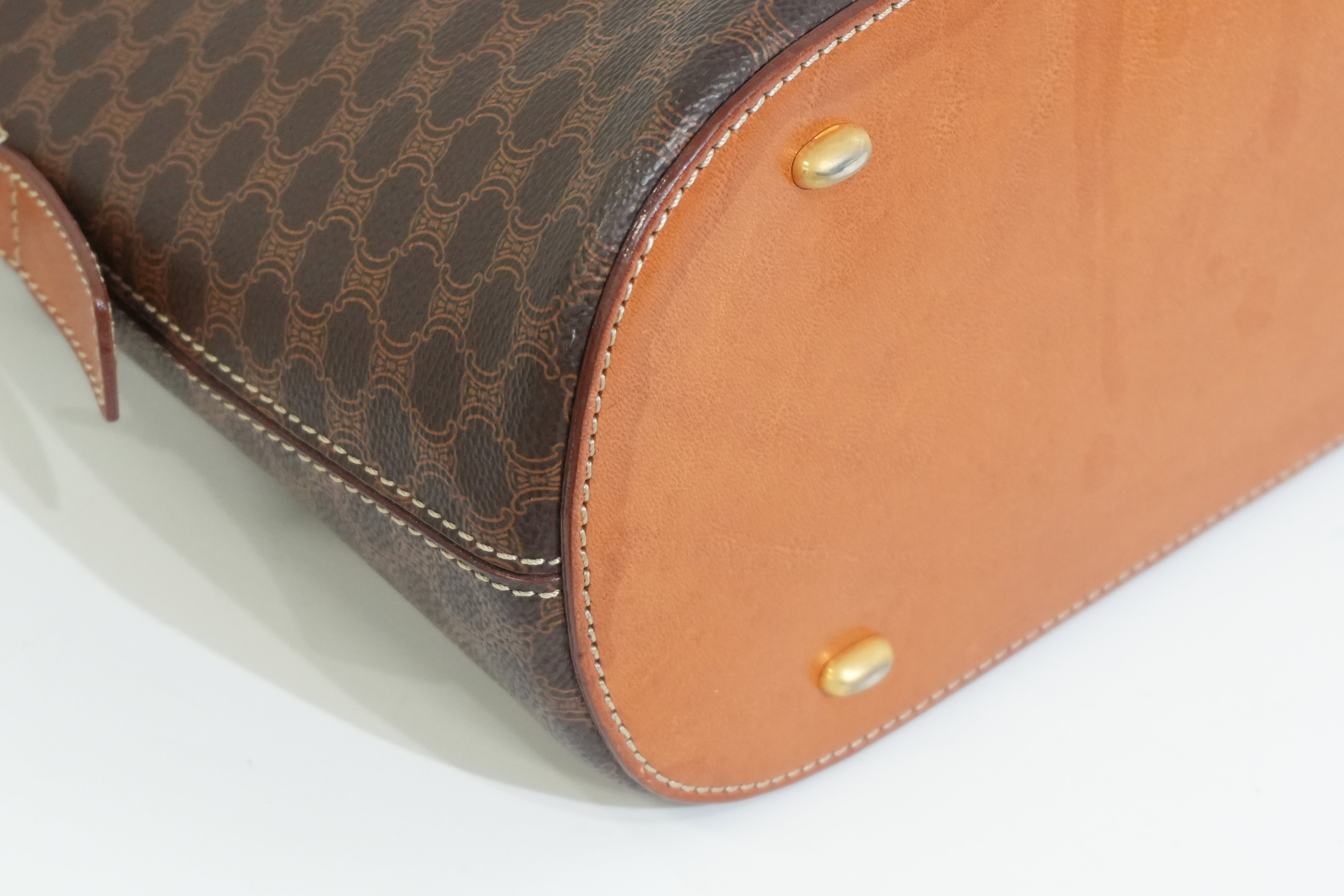 Pre-owned Celine Macadam Top handle Handbag Brown
