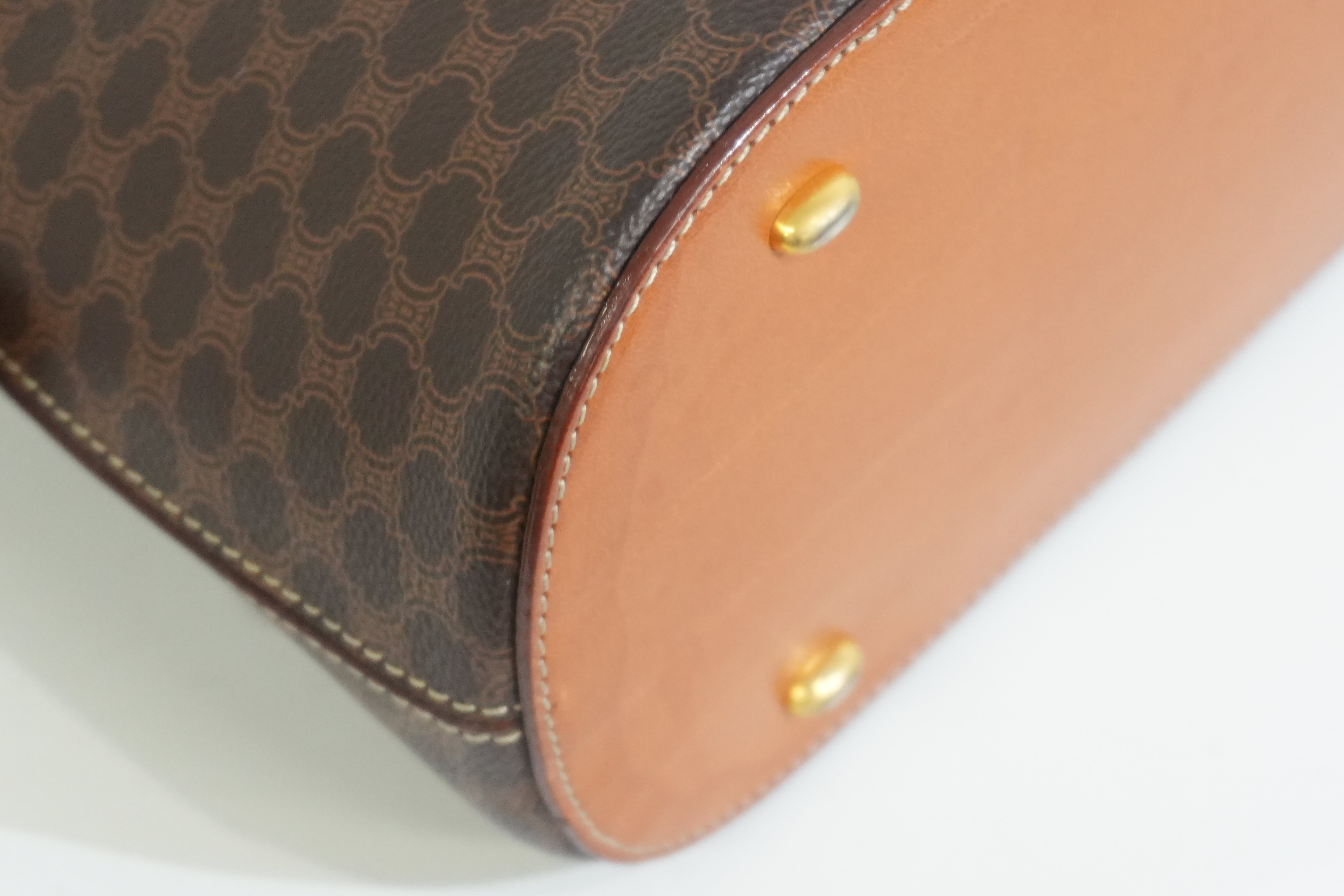 Pre-owned Celine Macadam Top handle Handbag Brown
