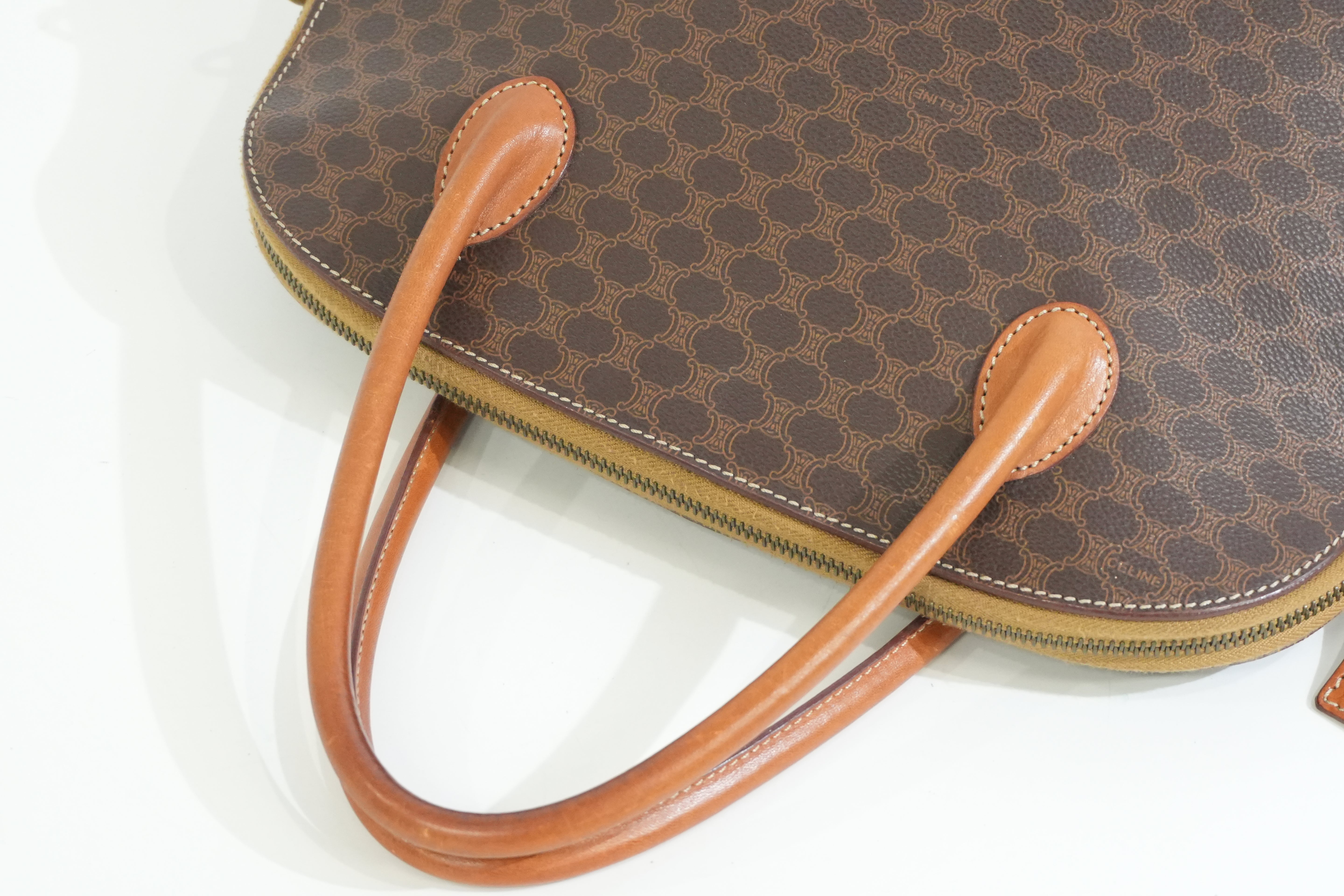 Pre-owned Celine Macadam Top handle Handbag Brown