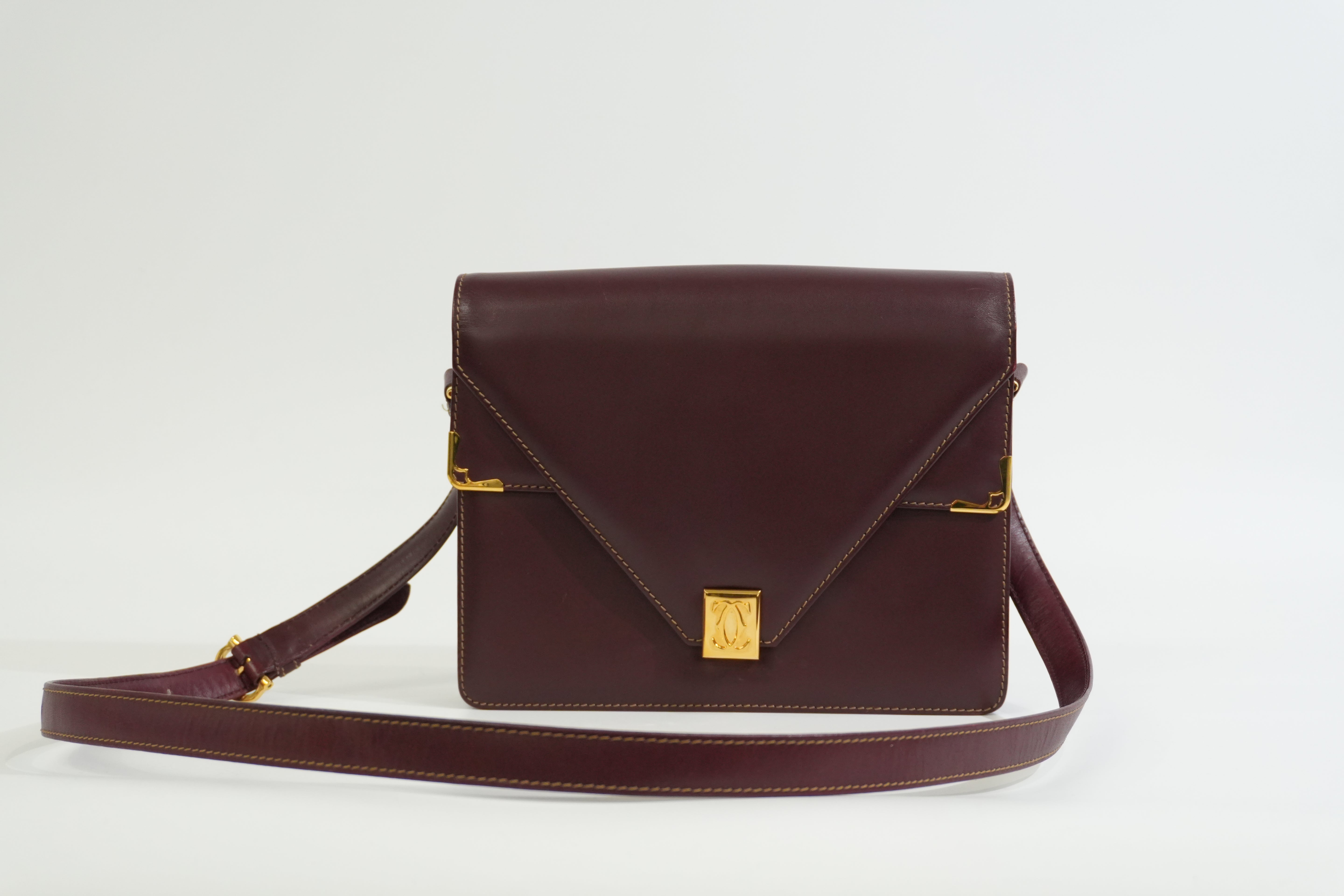 Pre-owned Cartier Crossbody Bag Burgundy