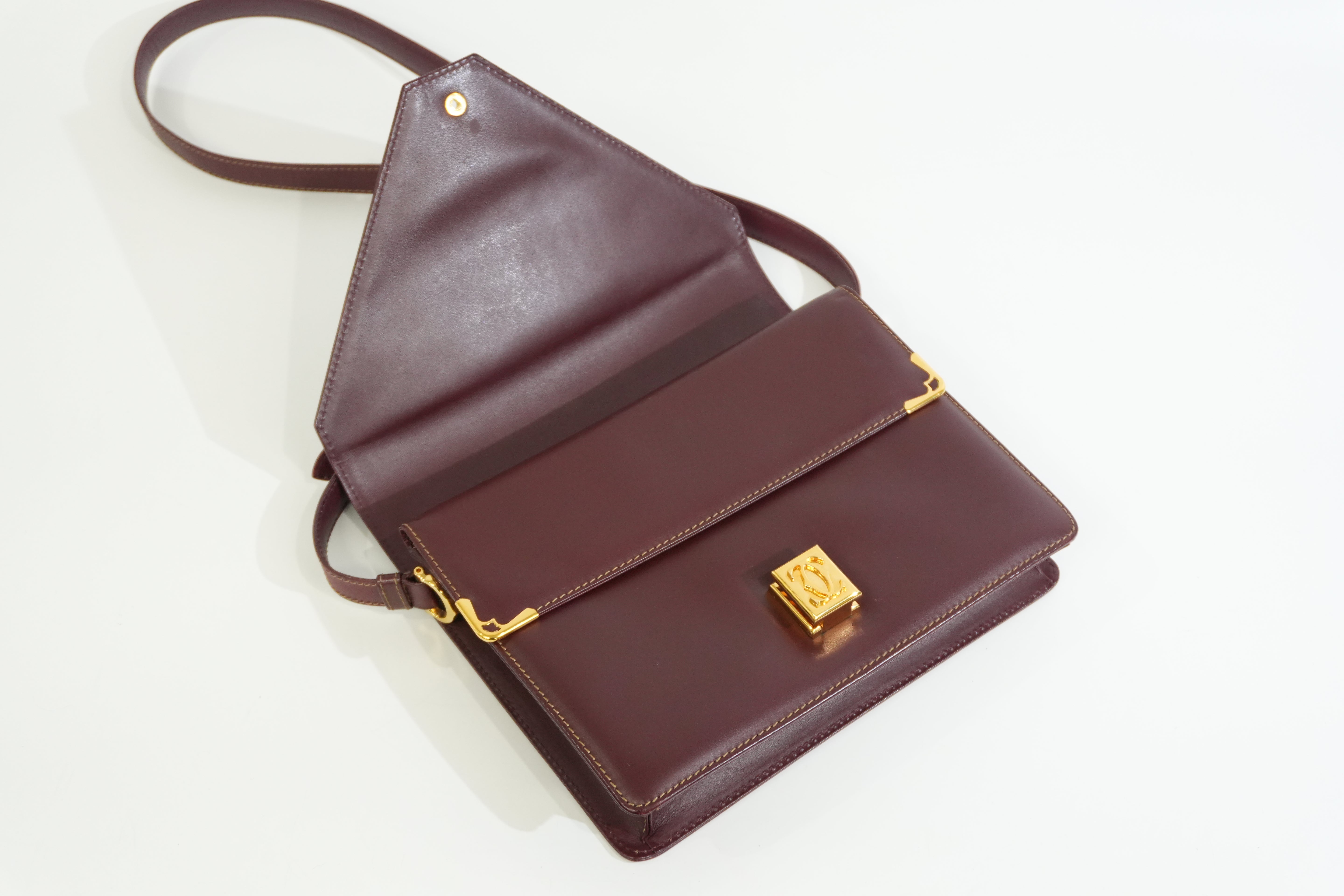 Pre-owned Cartier Crossbody Bag Burgundy