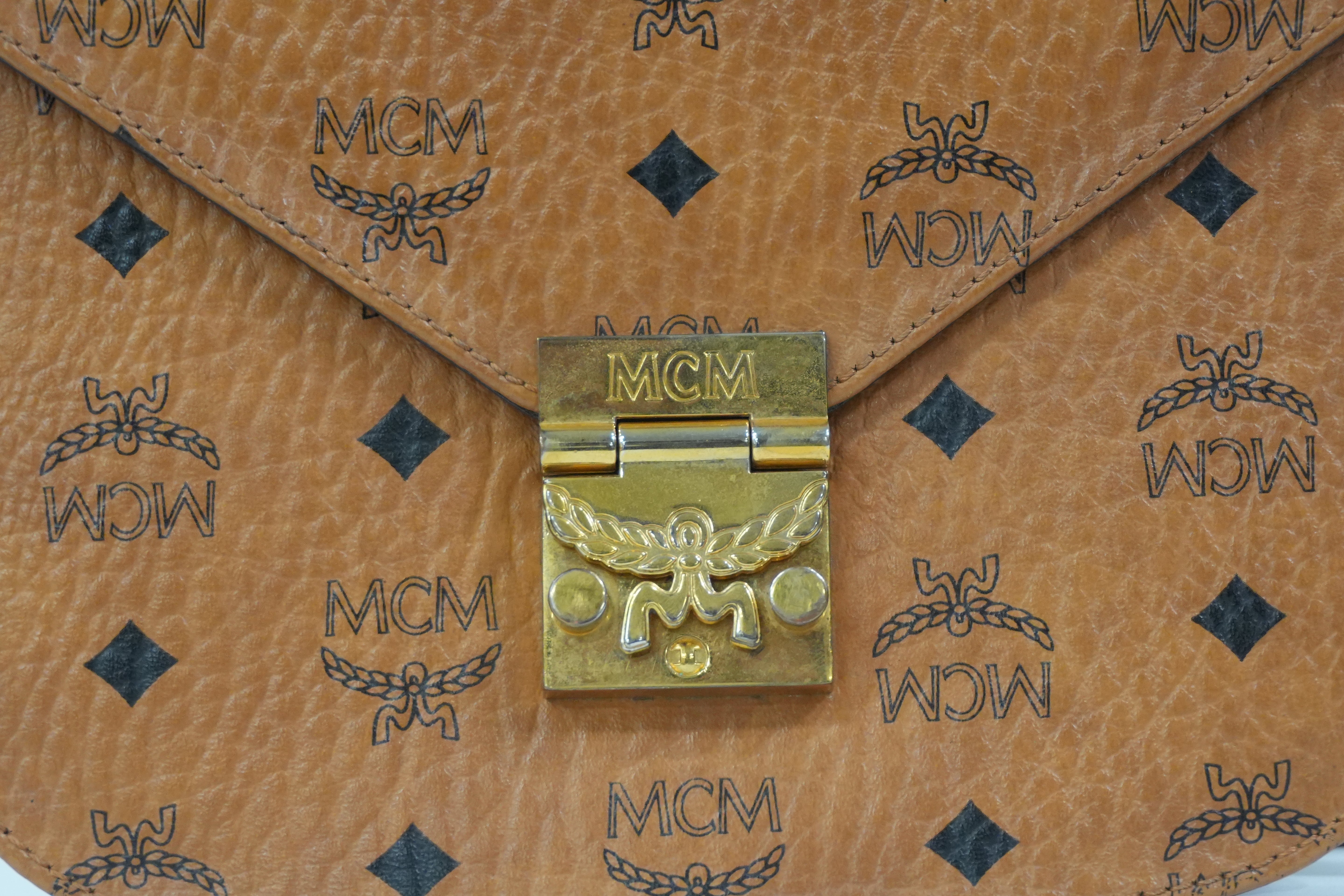 Pre-Owned MCM Visetos Crossbody Cognac