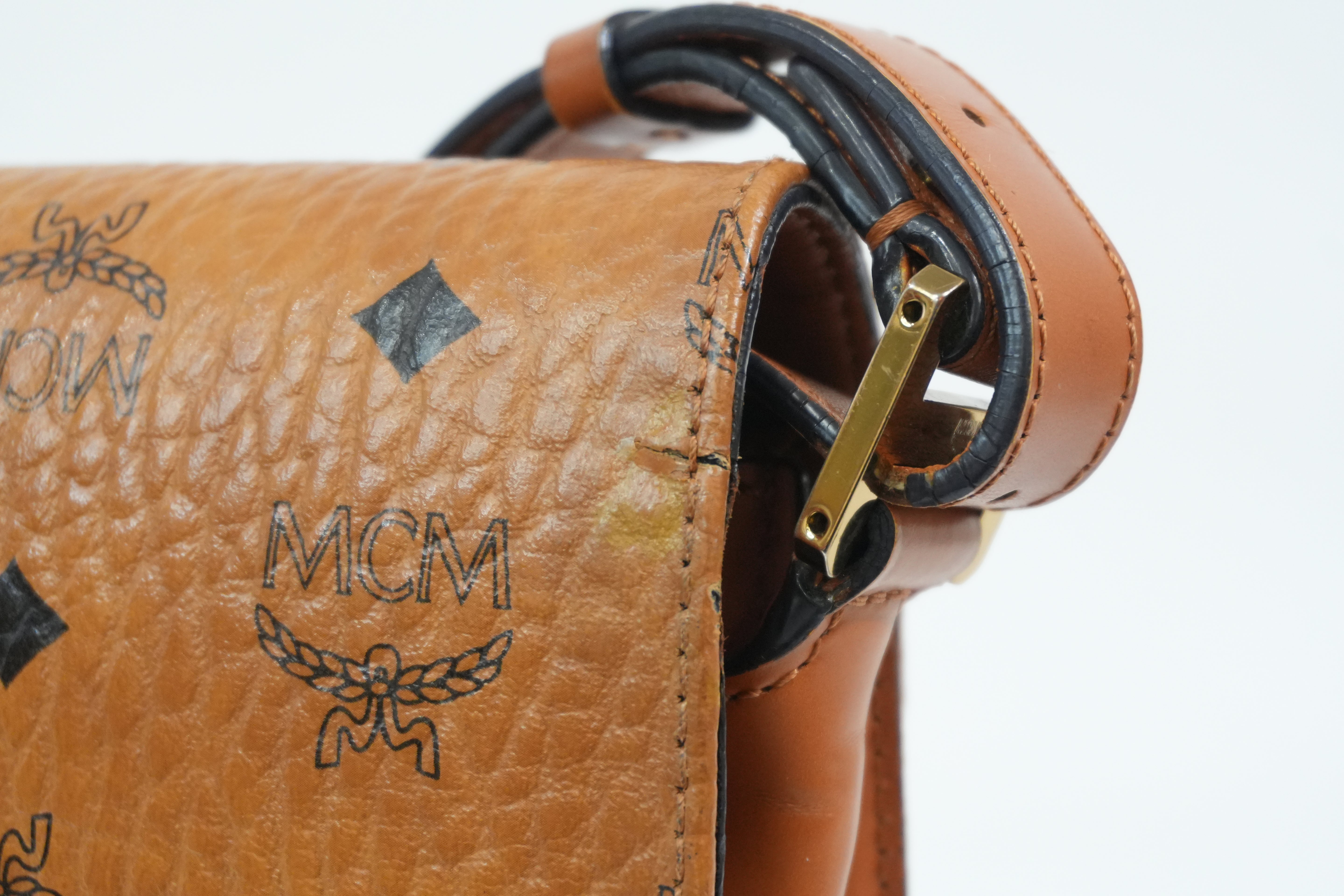 Pre-Owned MCM Visetos Crossbody Cognac