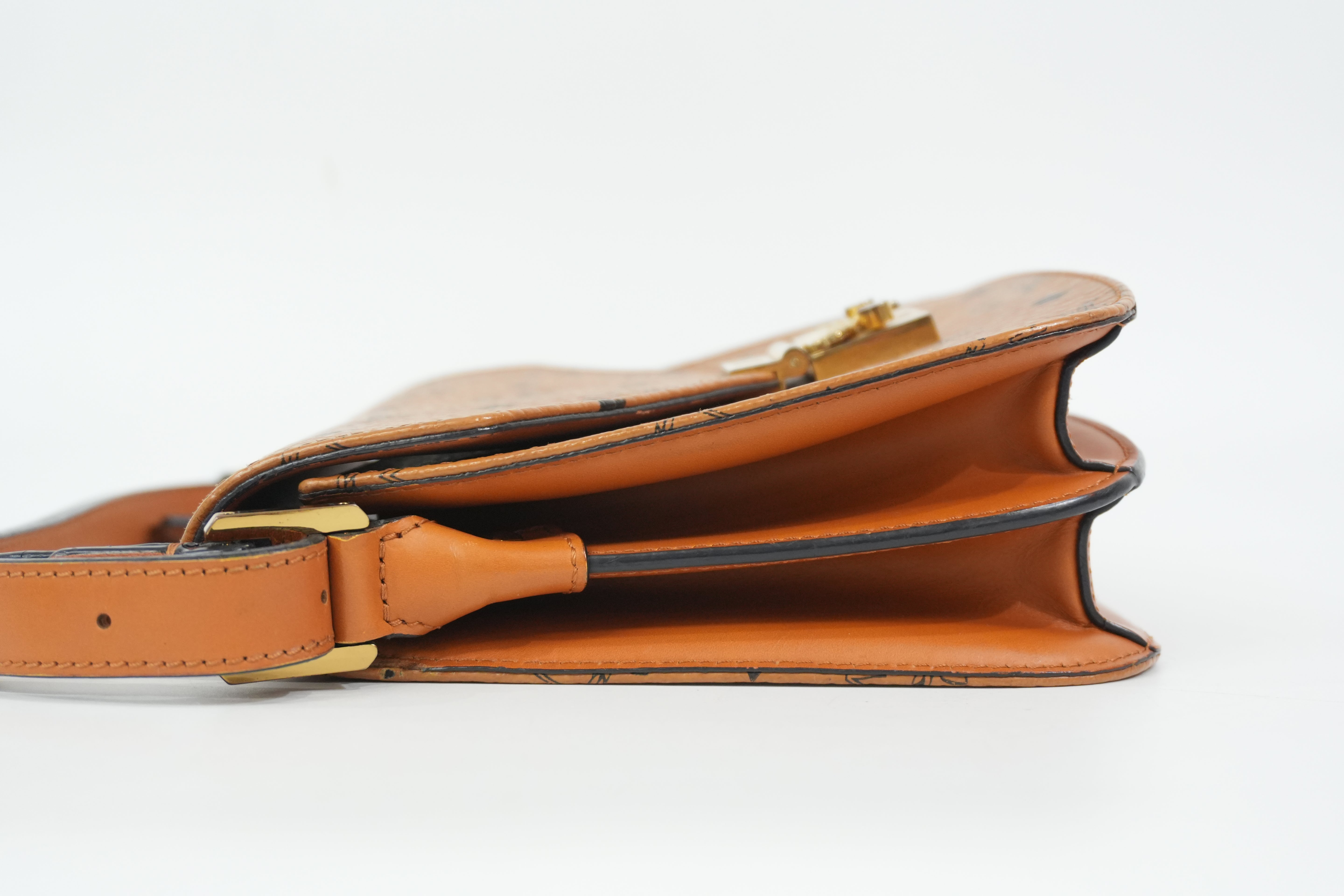 Pre-Owned MCM Visetos Crossbody Cognac