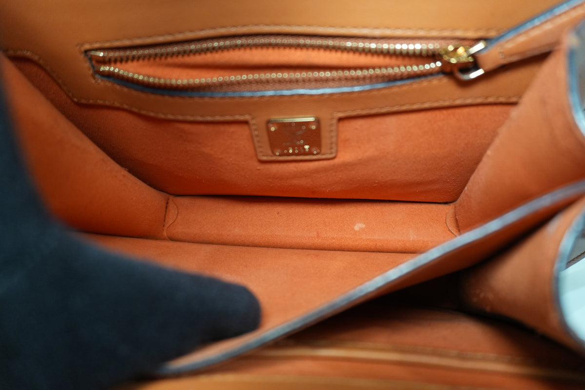Pre-Owned MCM Visetos Crossbody Cognac