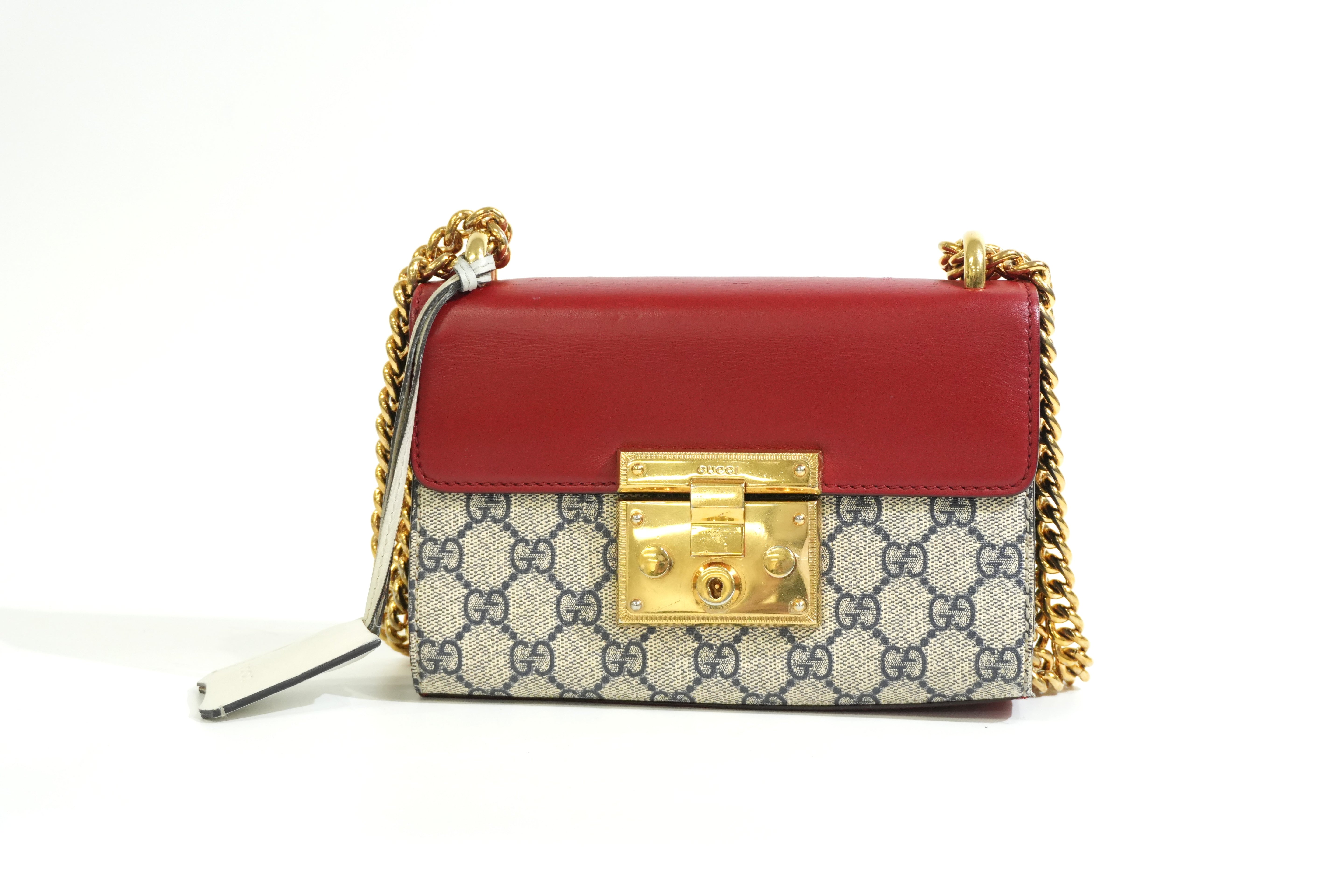 Pre-owned Gucci Padlock Small Chain Shoulder Bag Red