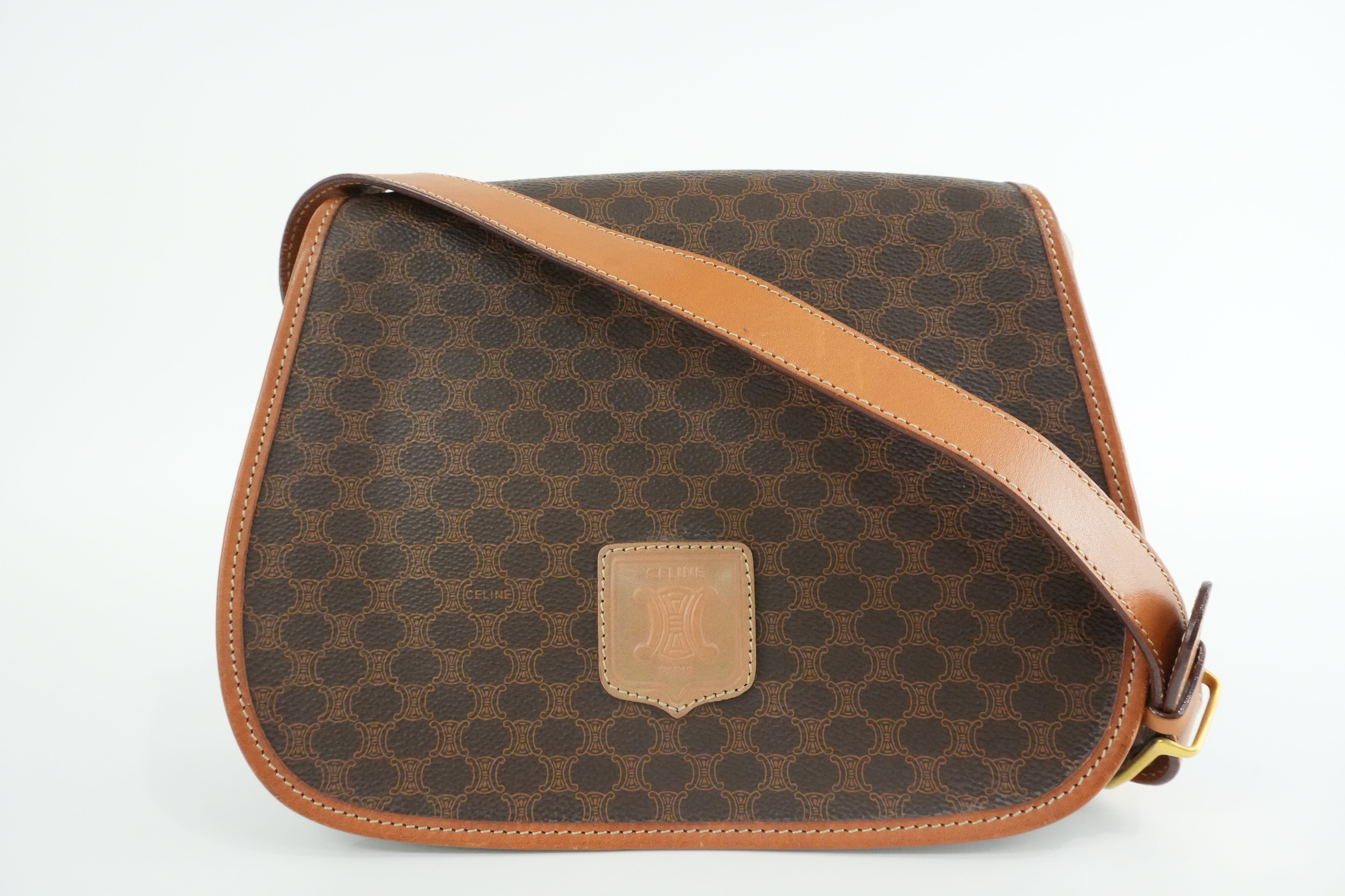 Celine Macadam Crossbody Bag Brown Used