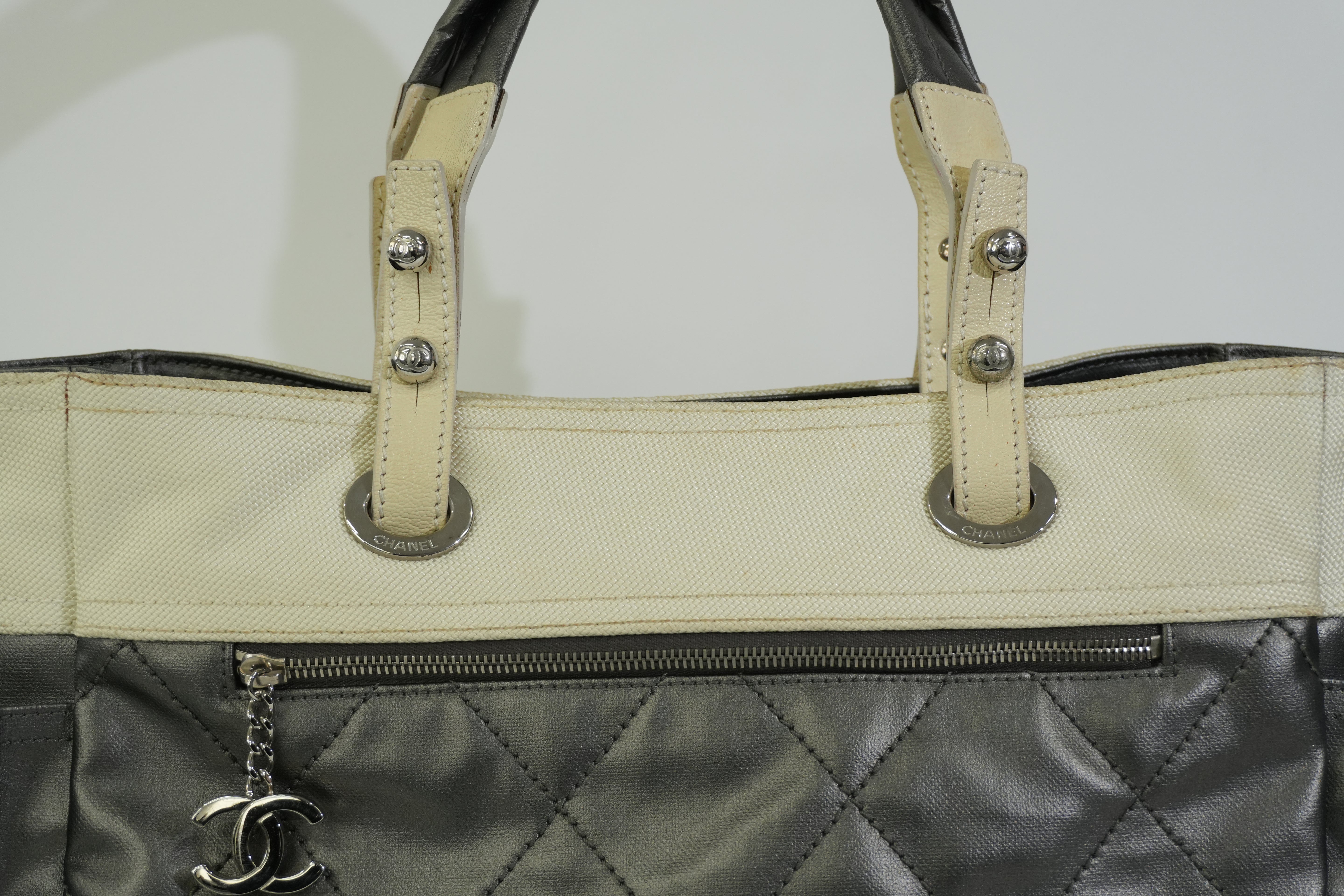 Pre-owned Chanel Paris Biarritz Tote Bag Silver