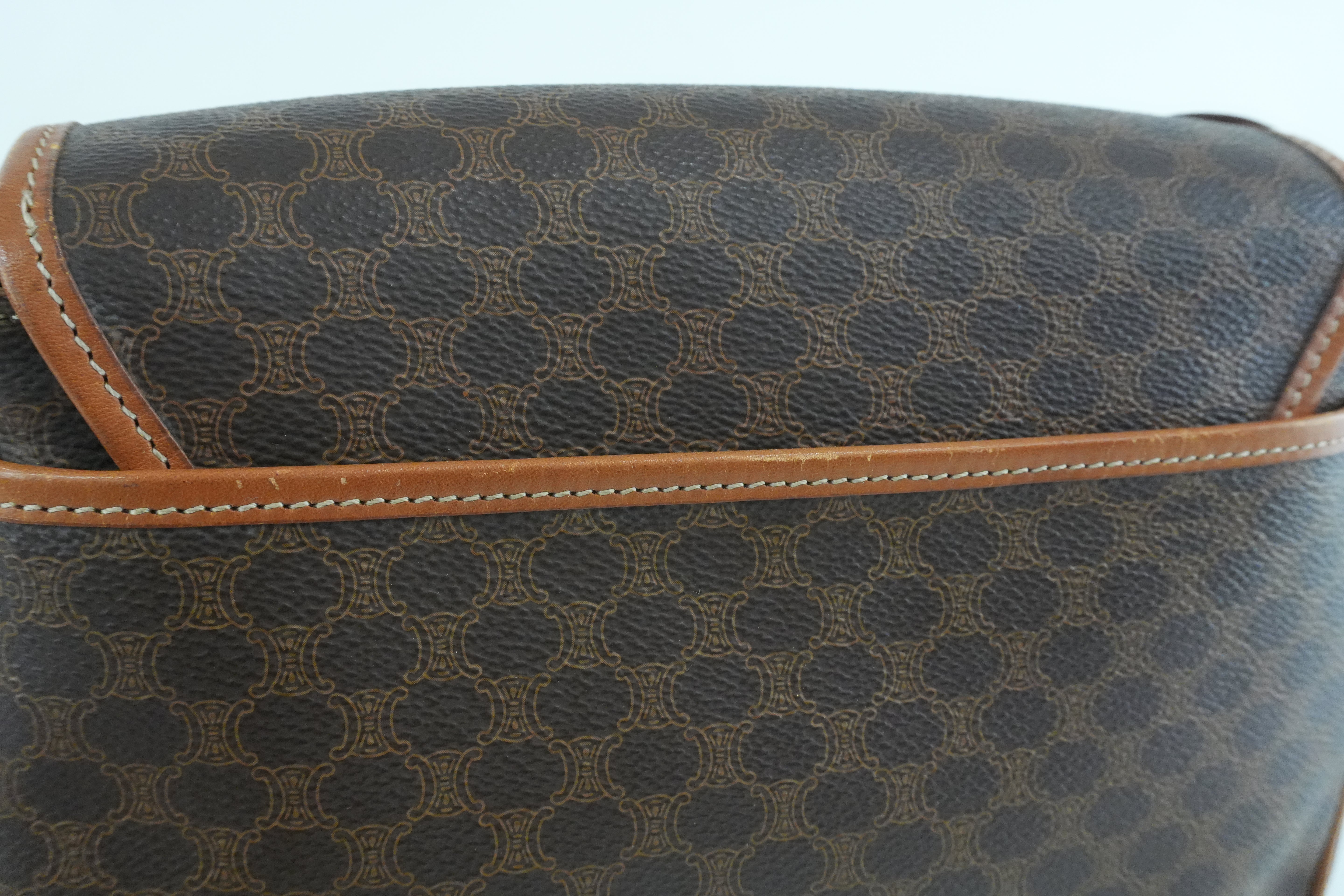 Celine Macadam Crossbody Bag Brown Used