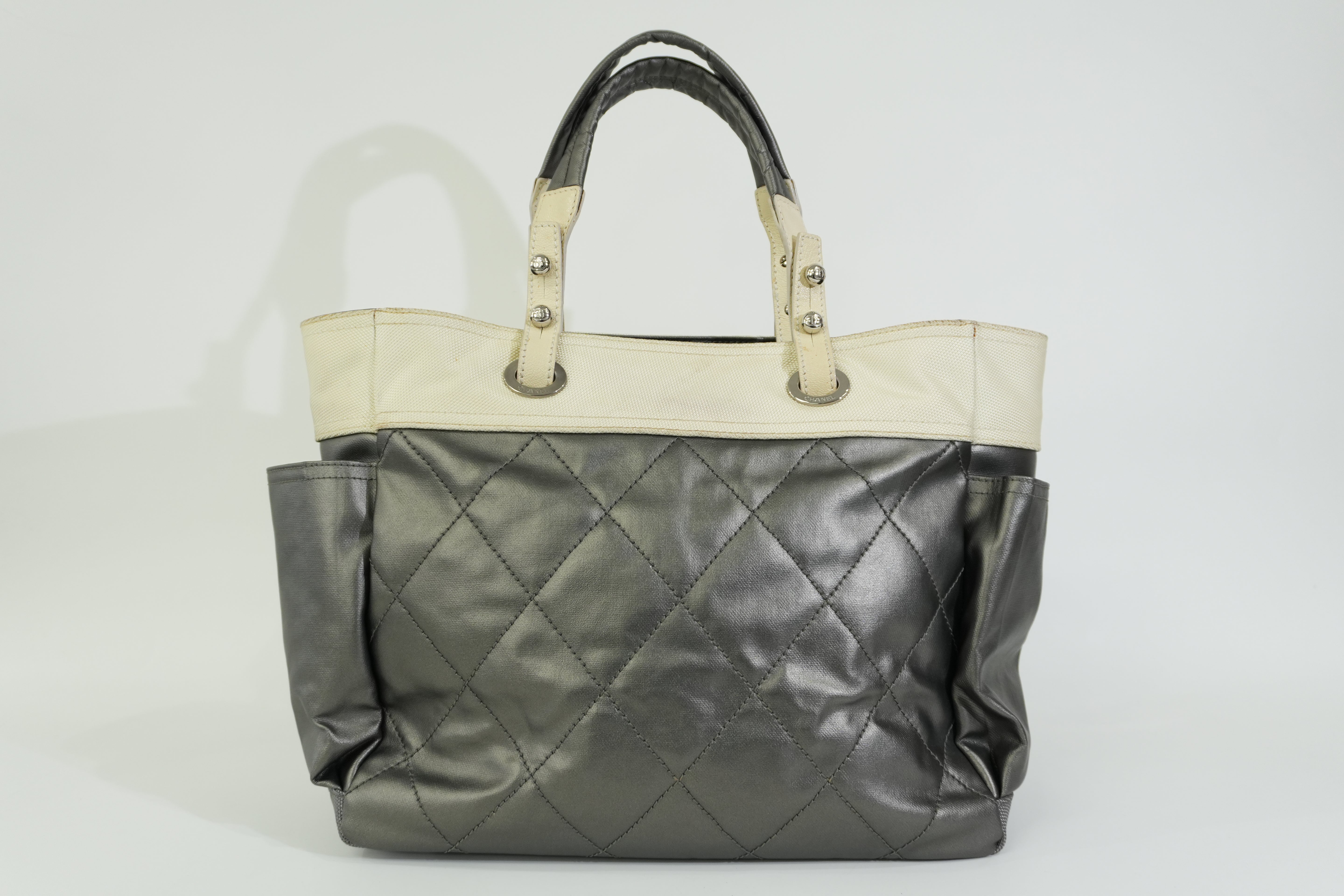 Pre-owned Chanel Paris Biarritz Tote Bag Silver