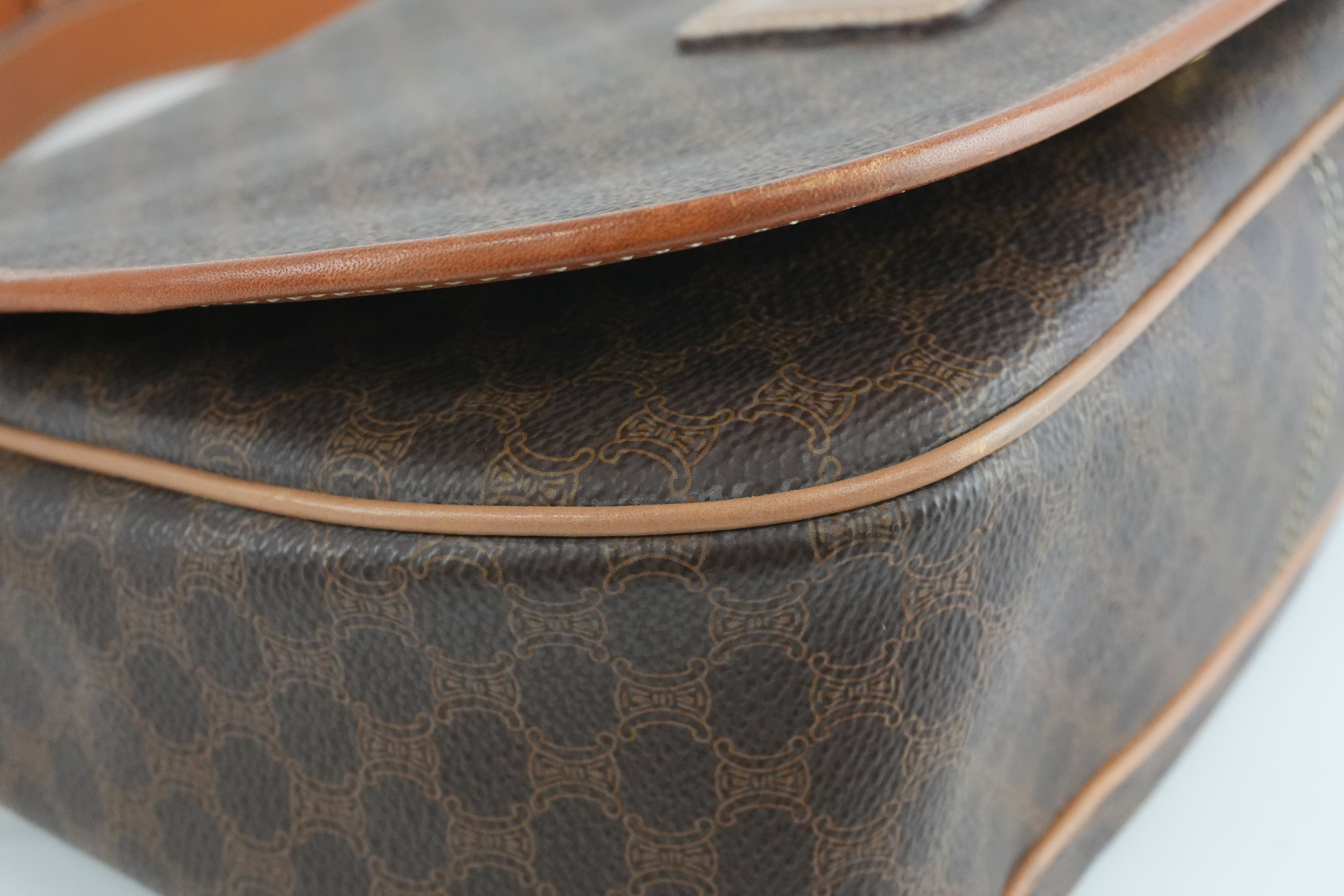 Celine Macadam Crossbody Bag Brown Used