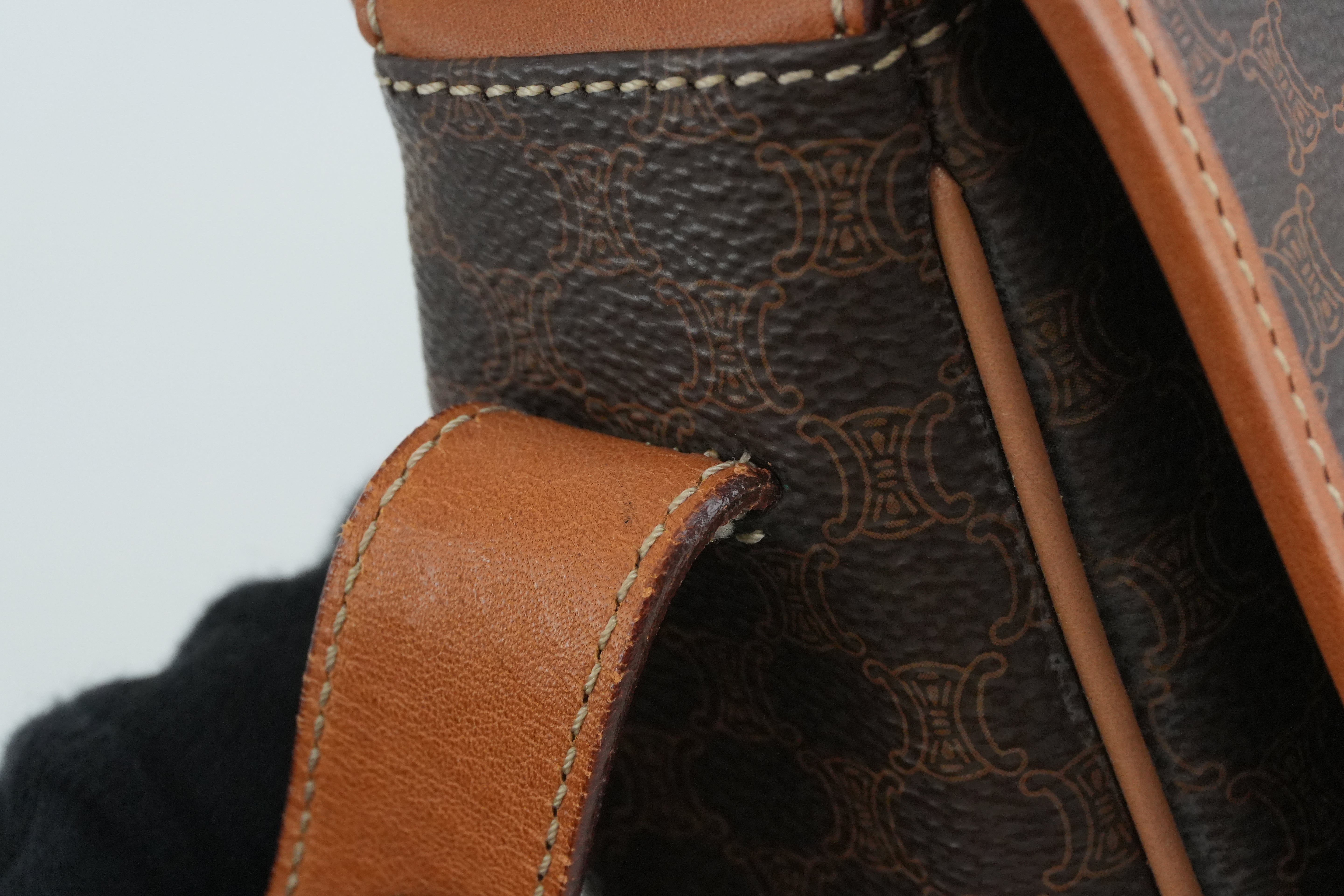 Celine Macadam Crossbody Bag Brown Used