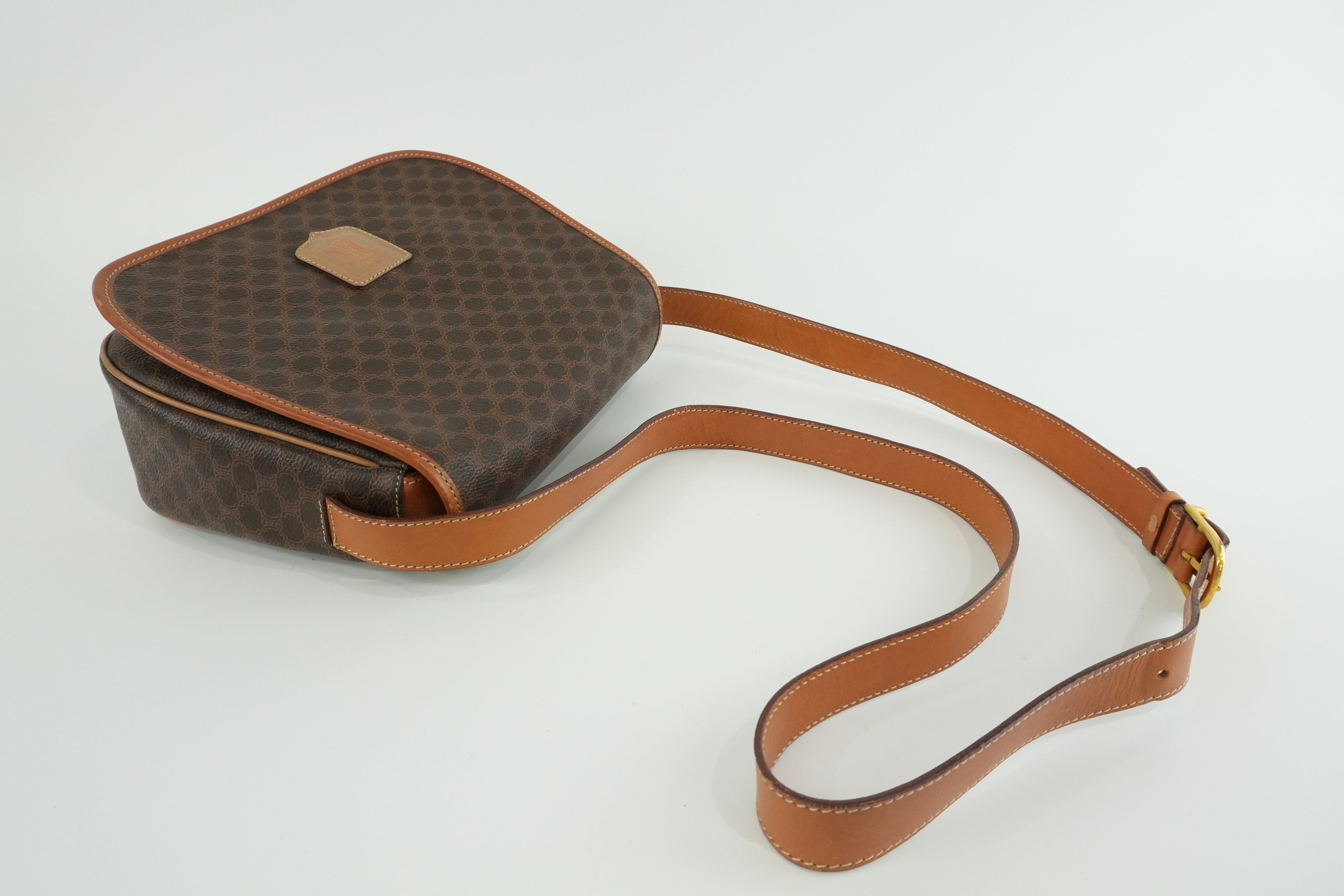 Celine Macadam Crossbody Bag Brown Used