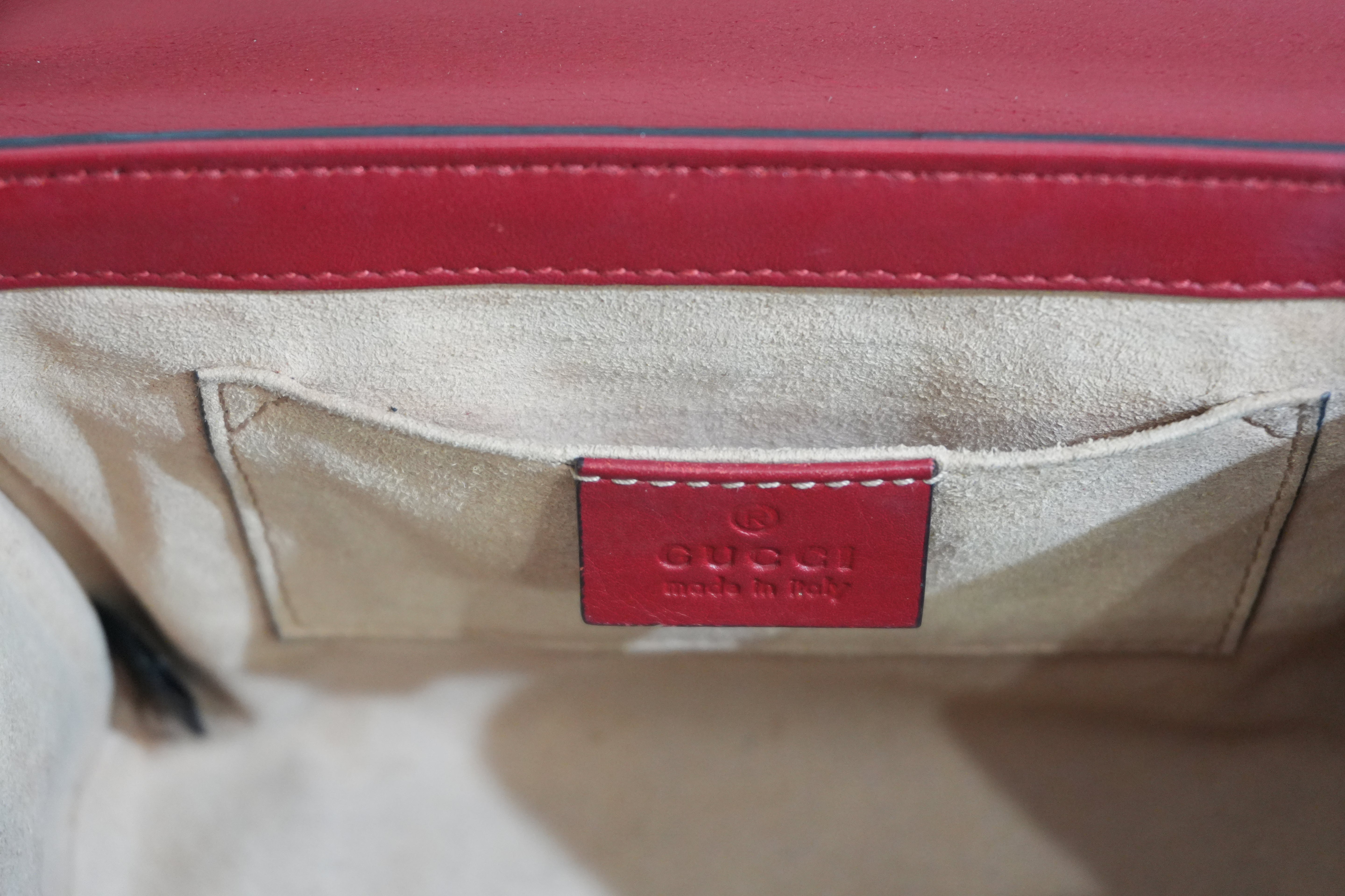 Pre-owned Gucci Padlock Small Chain Shoulder Bag Red