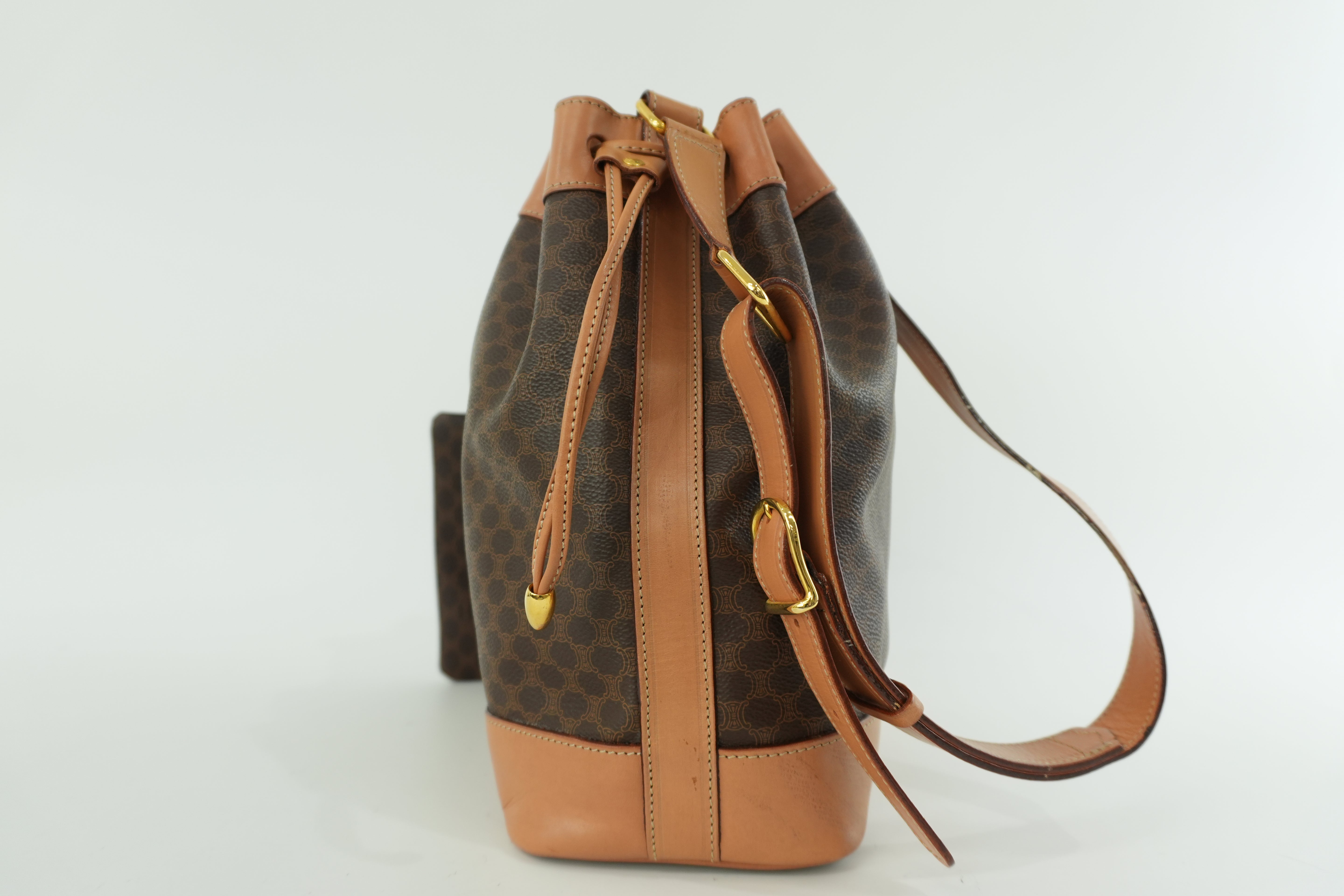 Celine Macadam Bucket Shoulder Bag Brown Used