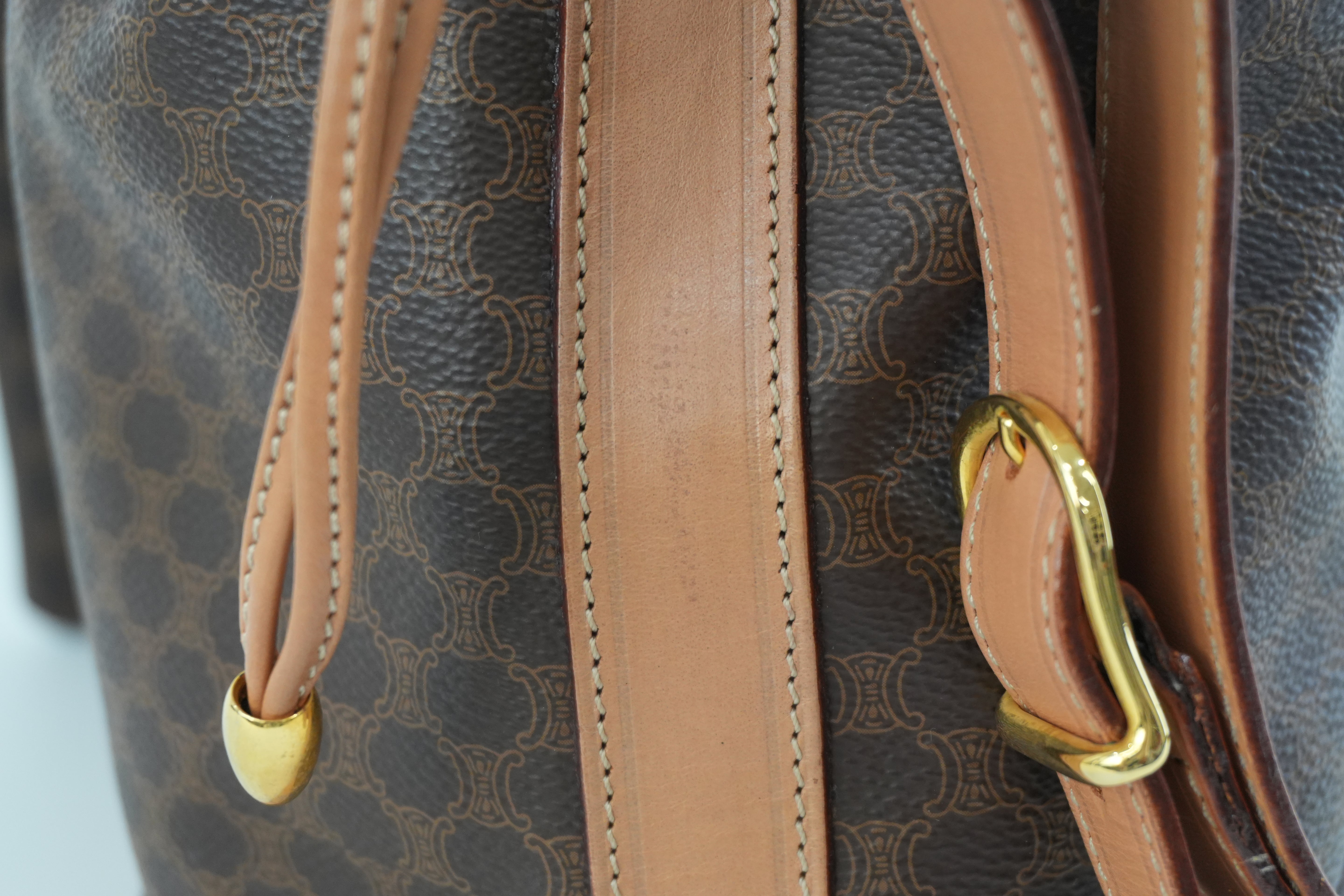 Celine Macadam Bucket Shoulder Bag Brown Used