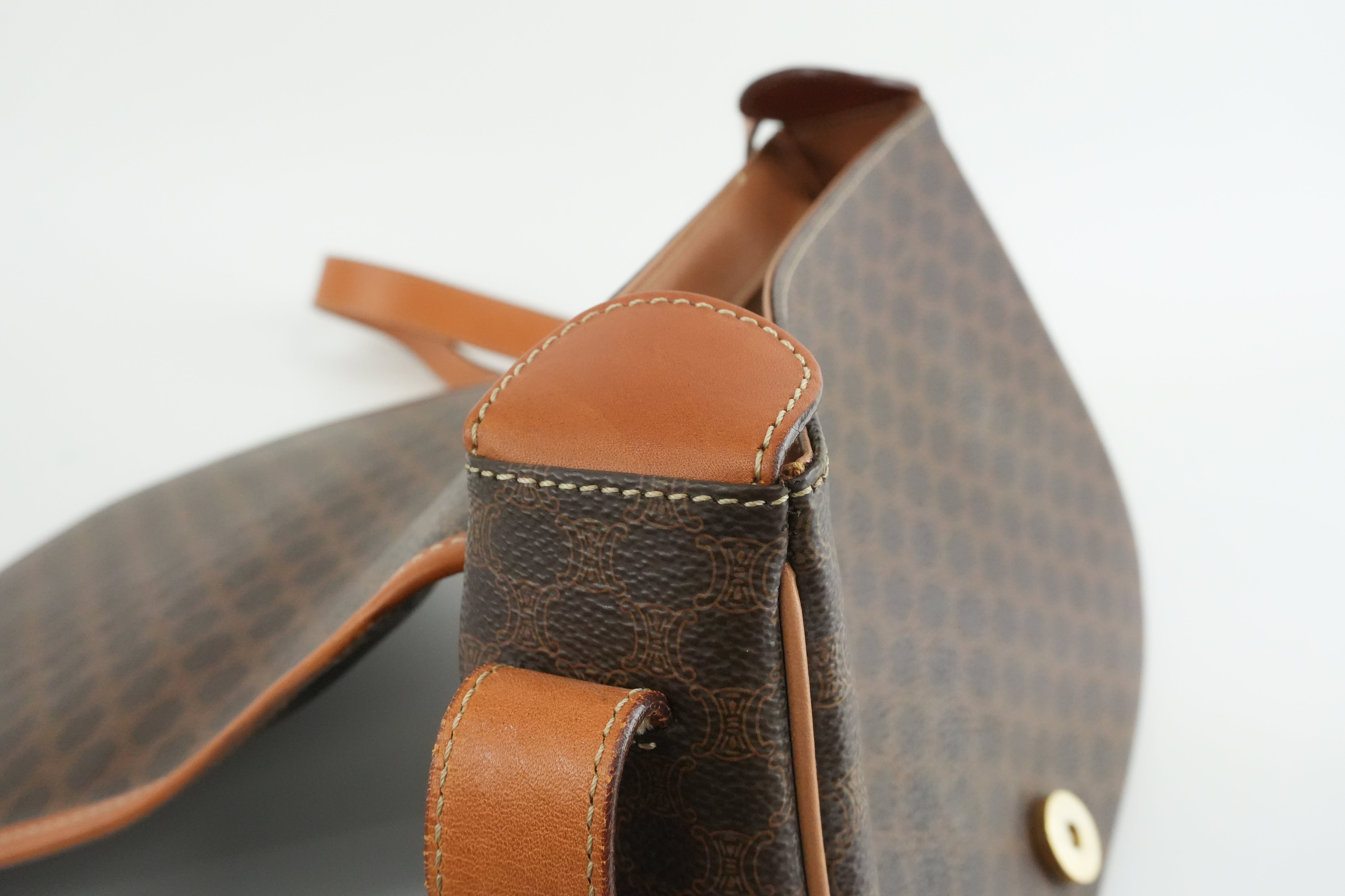 Celine Macadam Crossbody Bag Brown Used