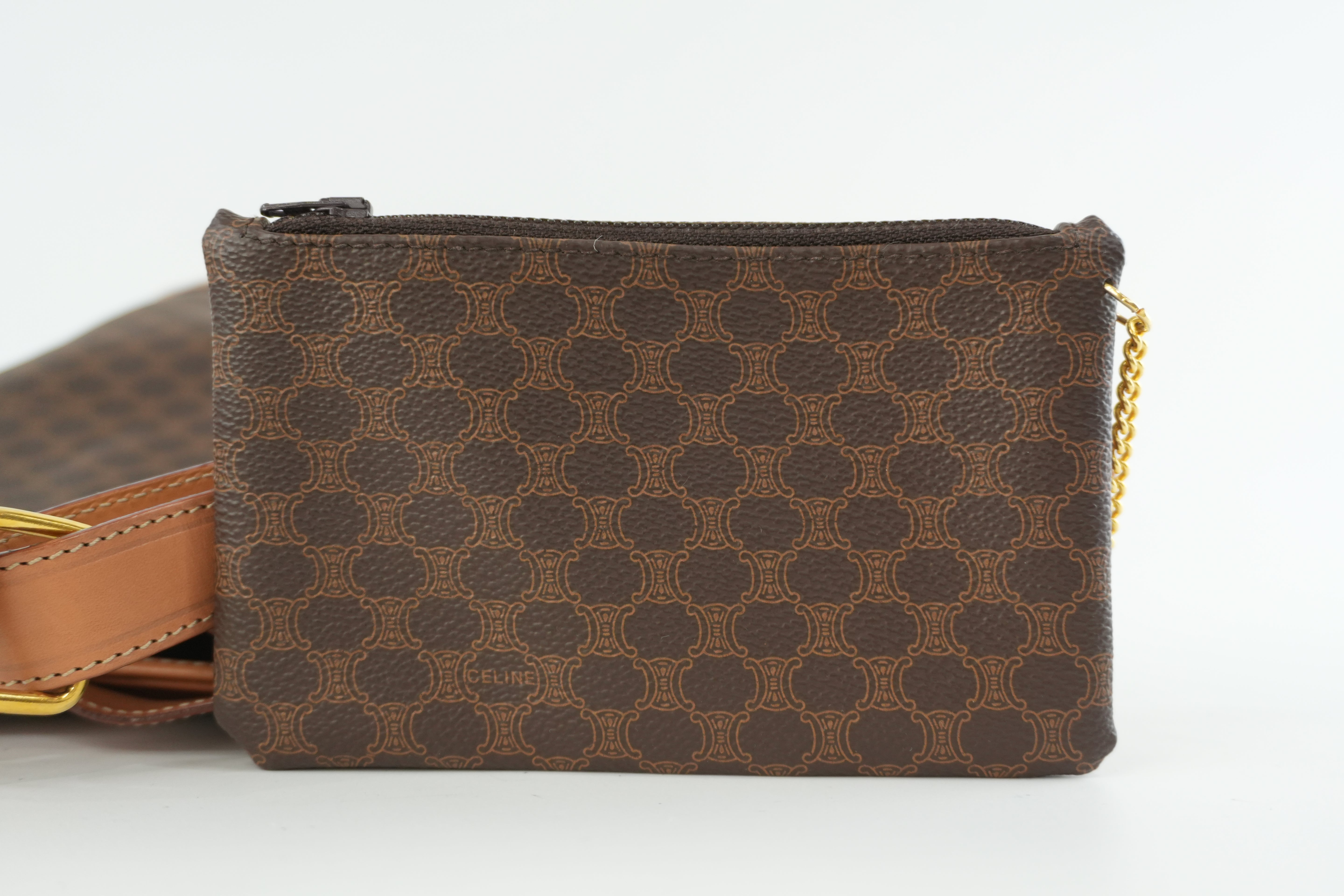 Celine Macadam Bucket Shoulder Bag Brown Used