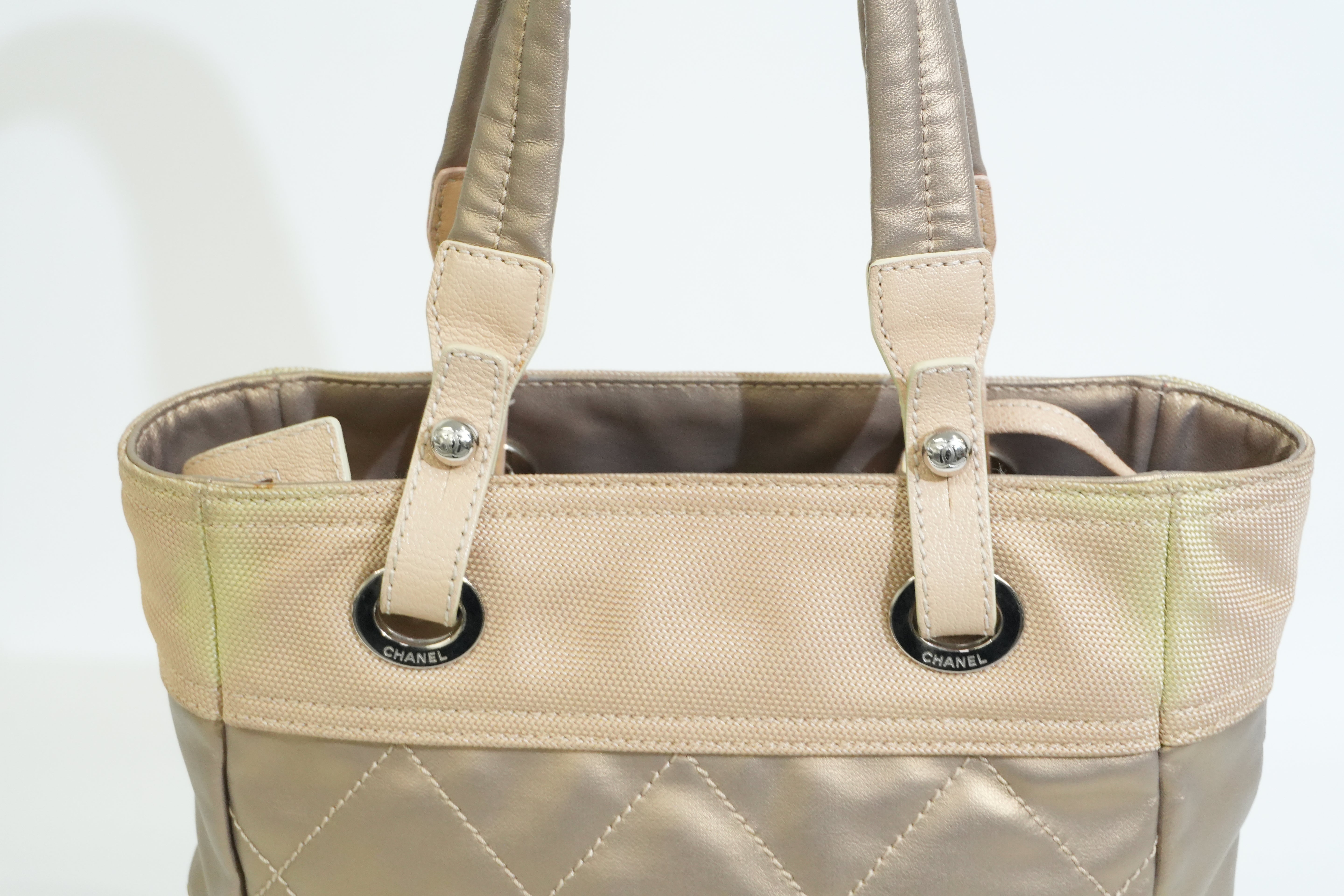 Pre-owned Chanel Paris Biarritz Tote Bag Metallic Gold