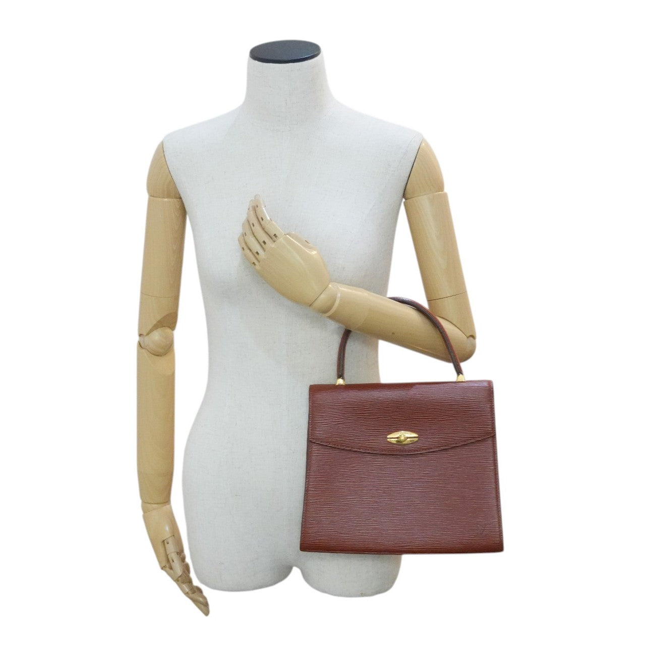 Pre-owned Louis Vuitton Epi Malesherbe Top Handle Handbag Kenya Brown