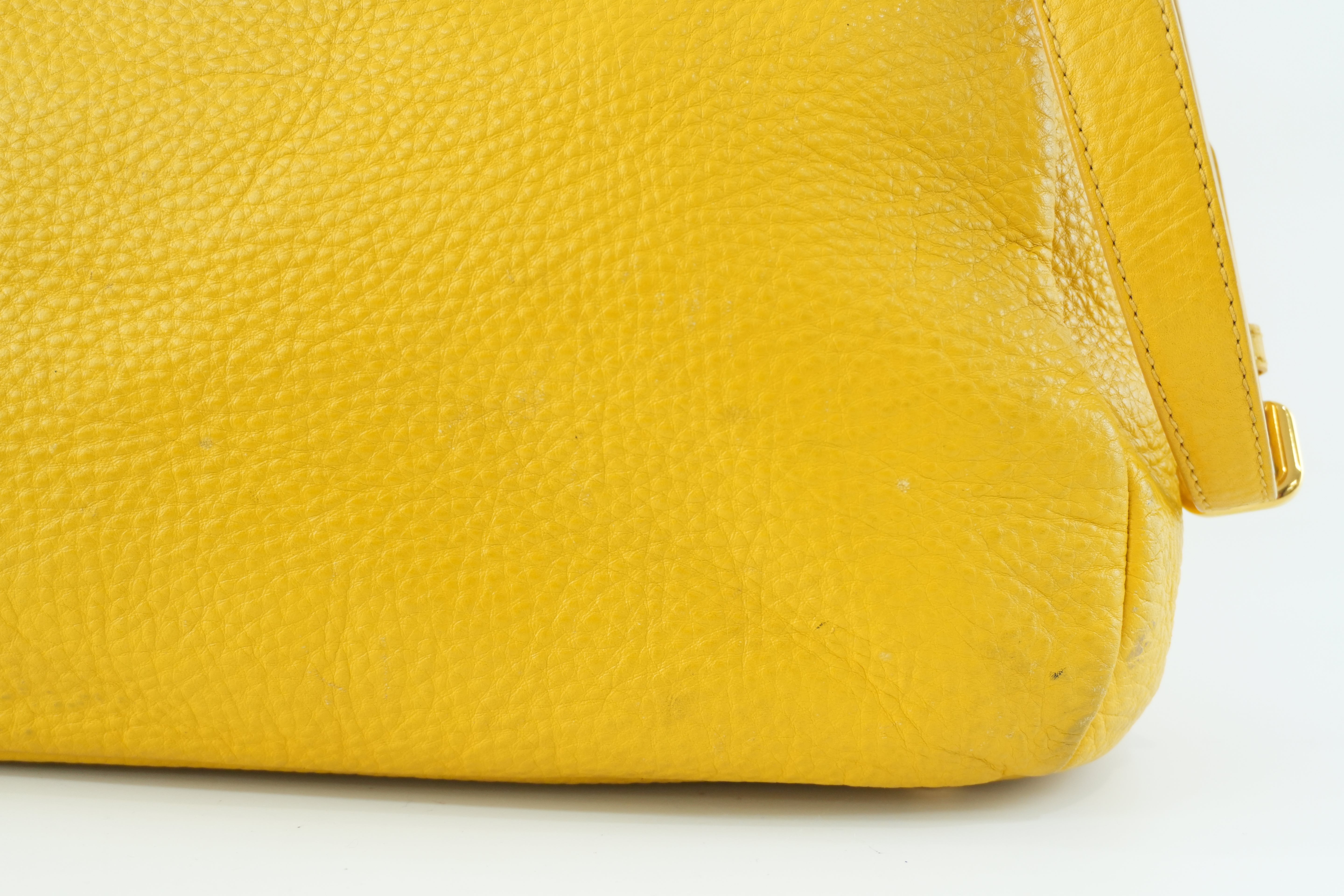 Pre-owned Prada Leather Two Way Shoulder Bag Yellow