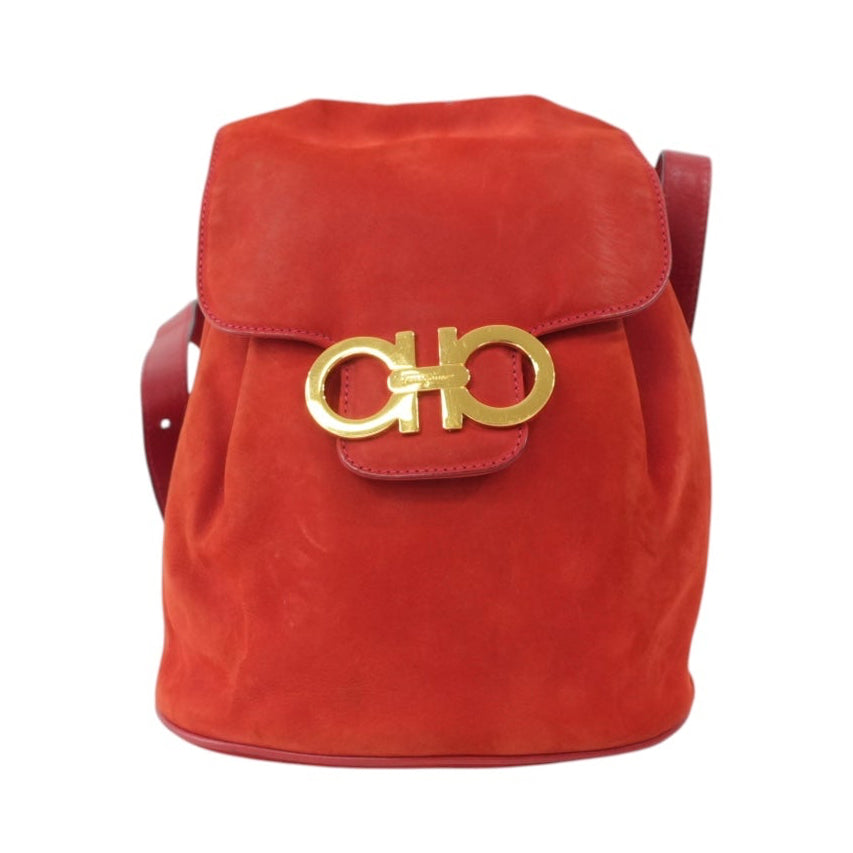 Pre-owned Ferragamo Backpack Red Orange