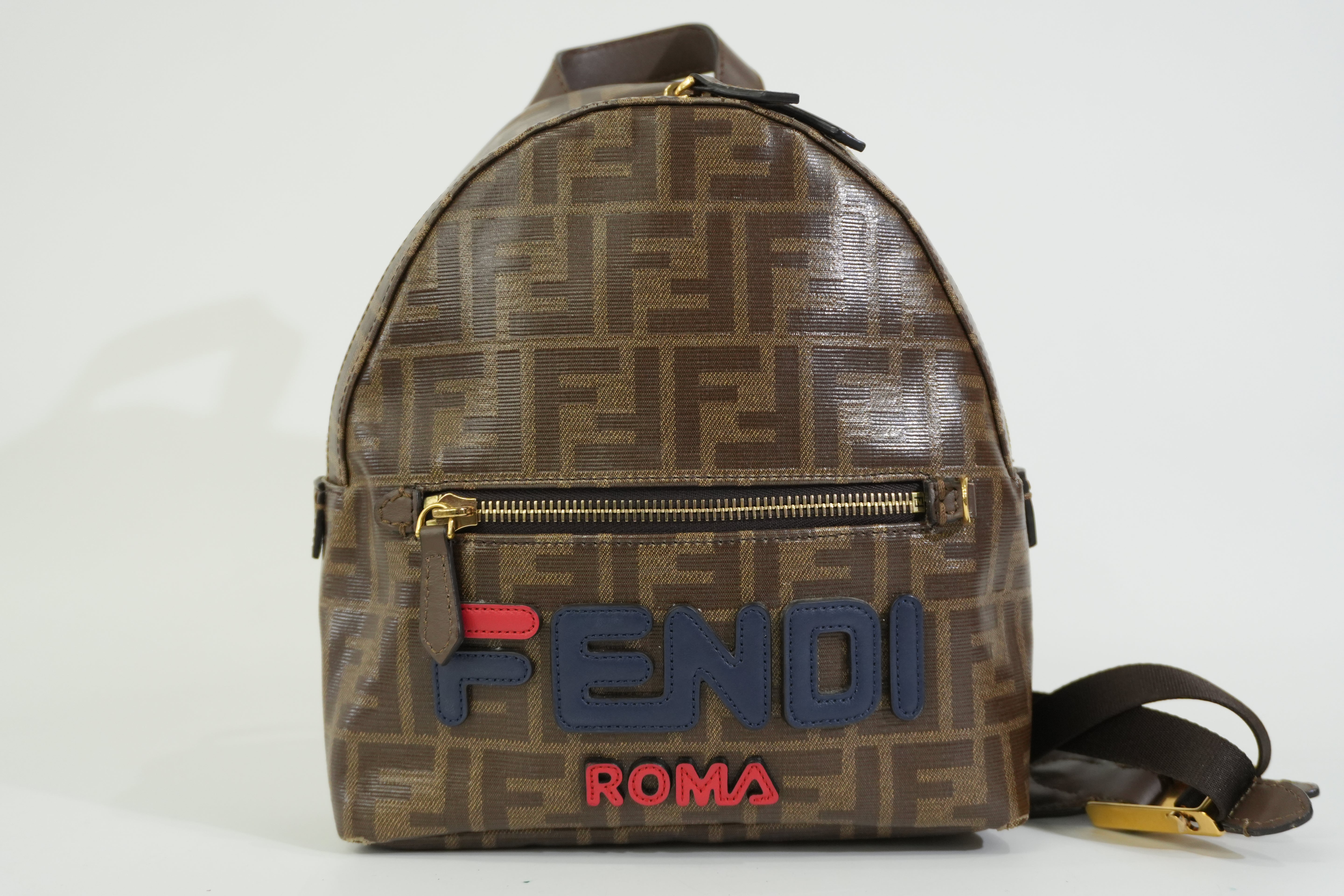 Pre-owned Fendi FILA Mini Mania Zucca Backpack