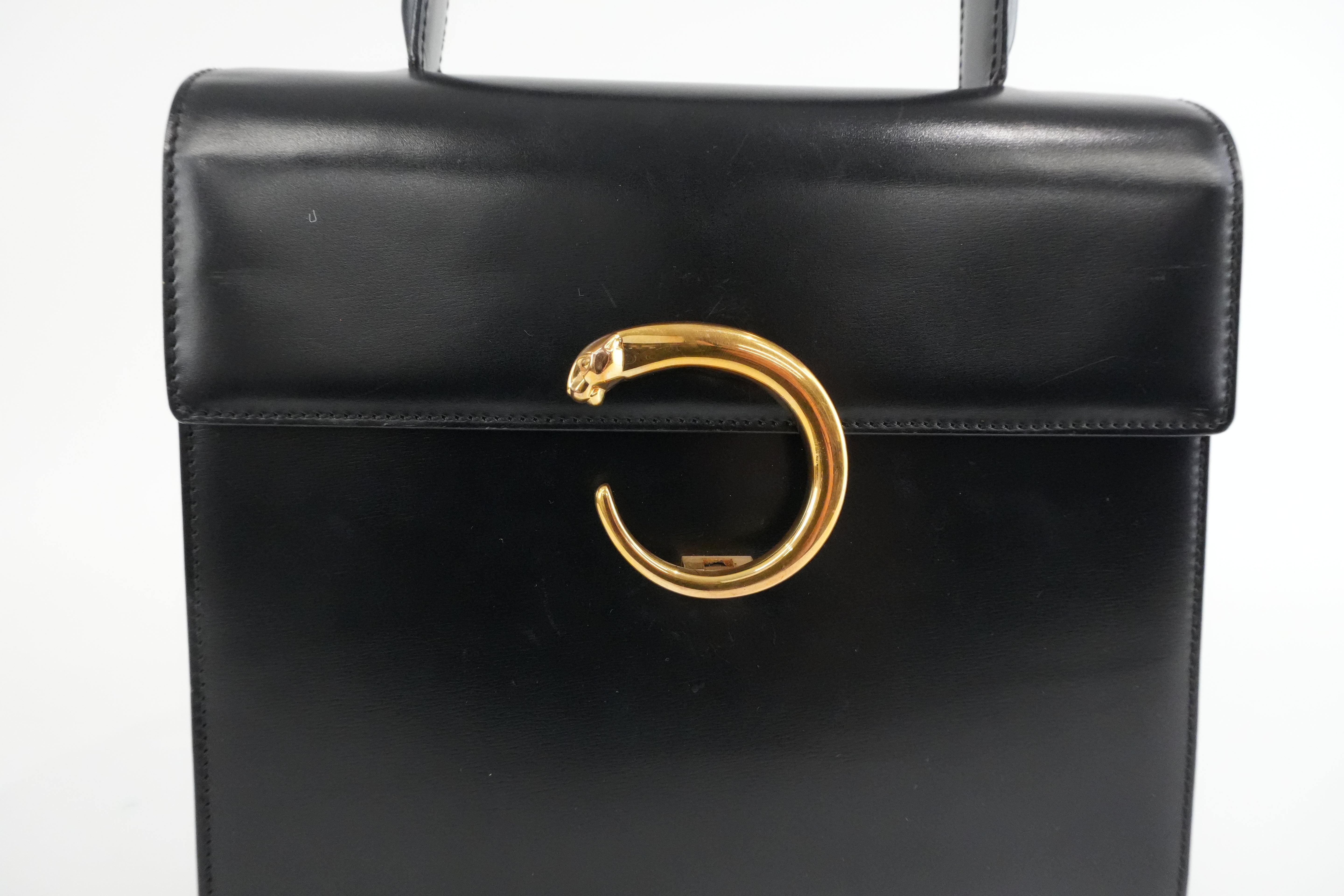 Cartier Panthere Handbag Black Used