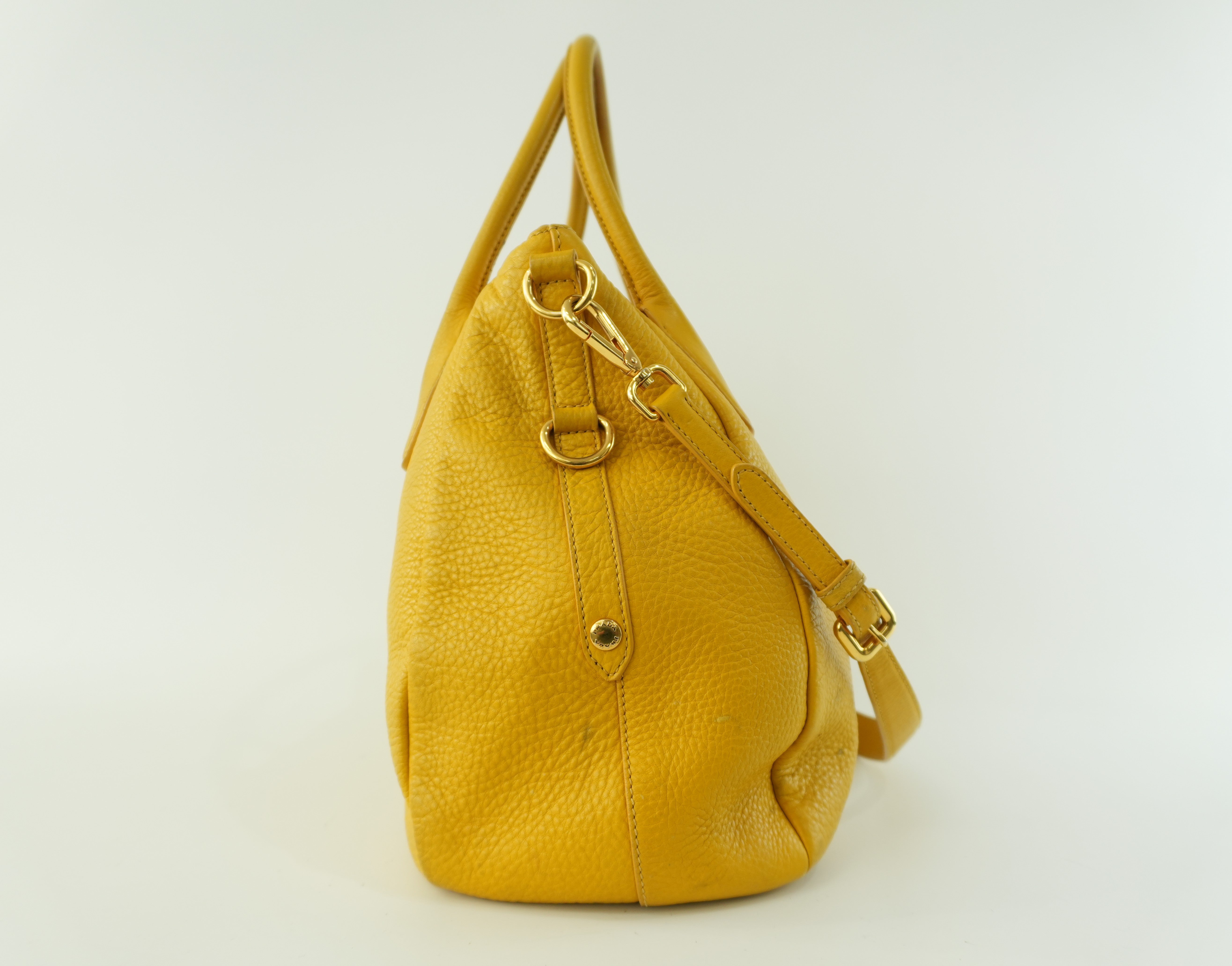 Pre-owned Prada Leather Two Way Shoulder Bag Yellow