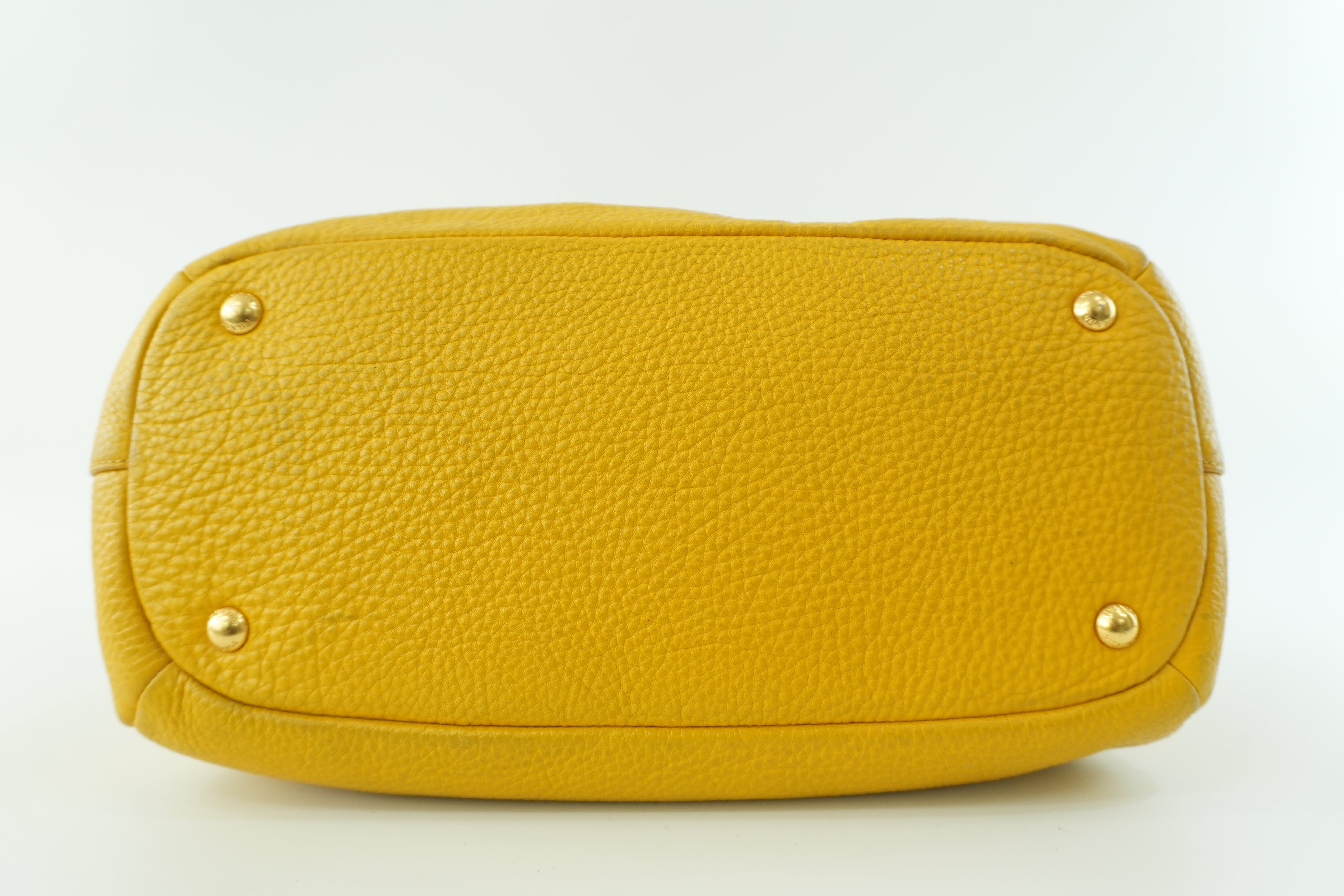 Pre-owned Prada Leather Two Way Shoulder Bag Yellow