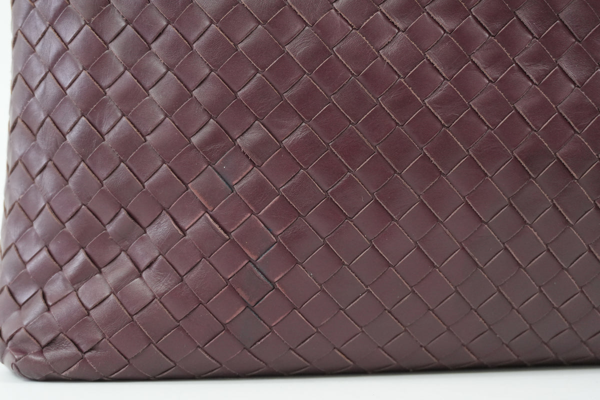 Pre-Owned Bottega Veneta Two-Way Intrecciato Briefcase Burgundy