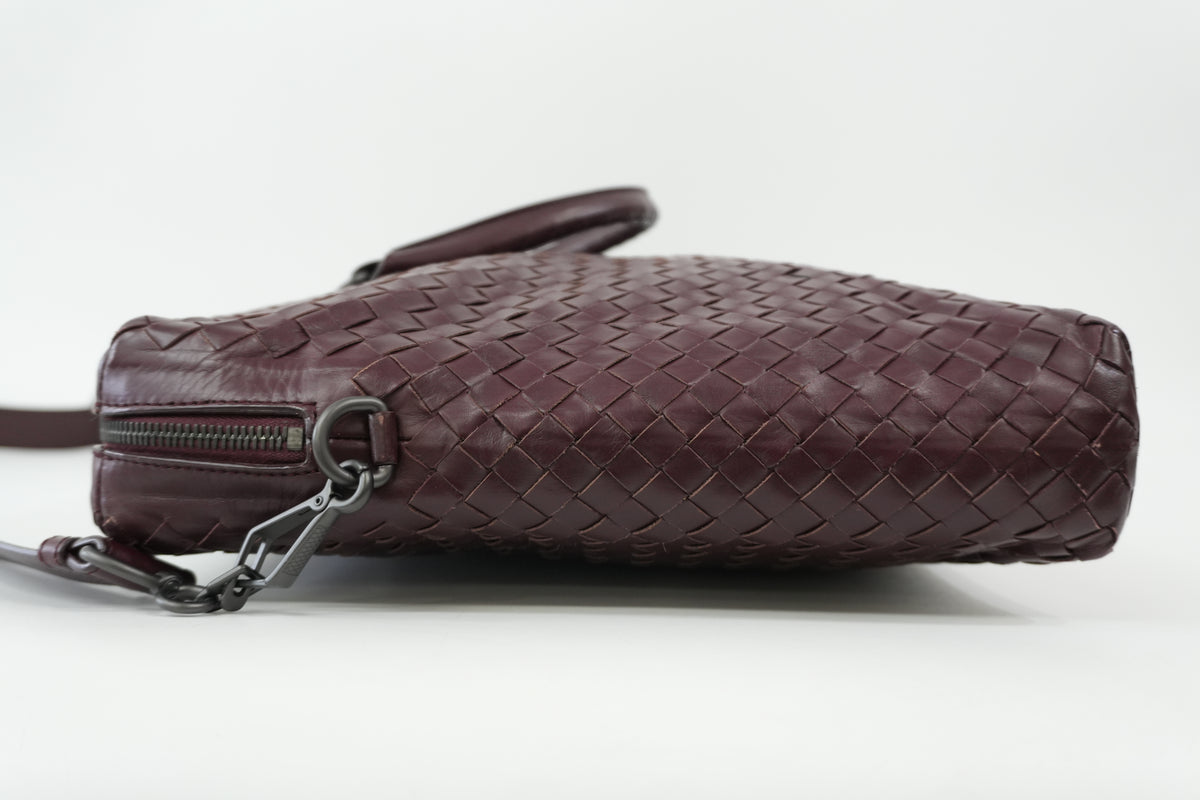 Pre-Owned Bottega Veneta Two-Way Intrecciato Briefcase Burgundy