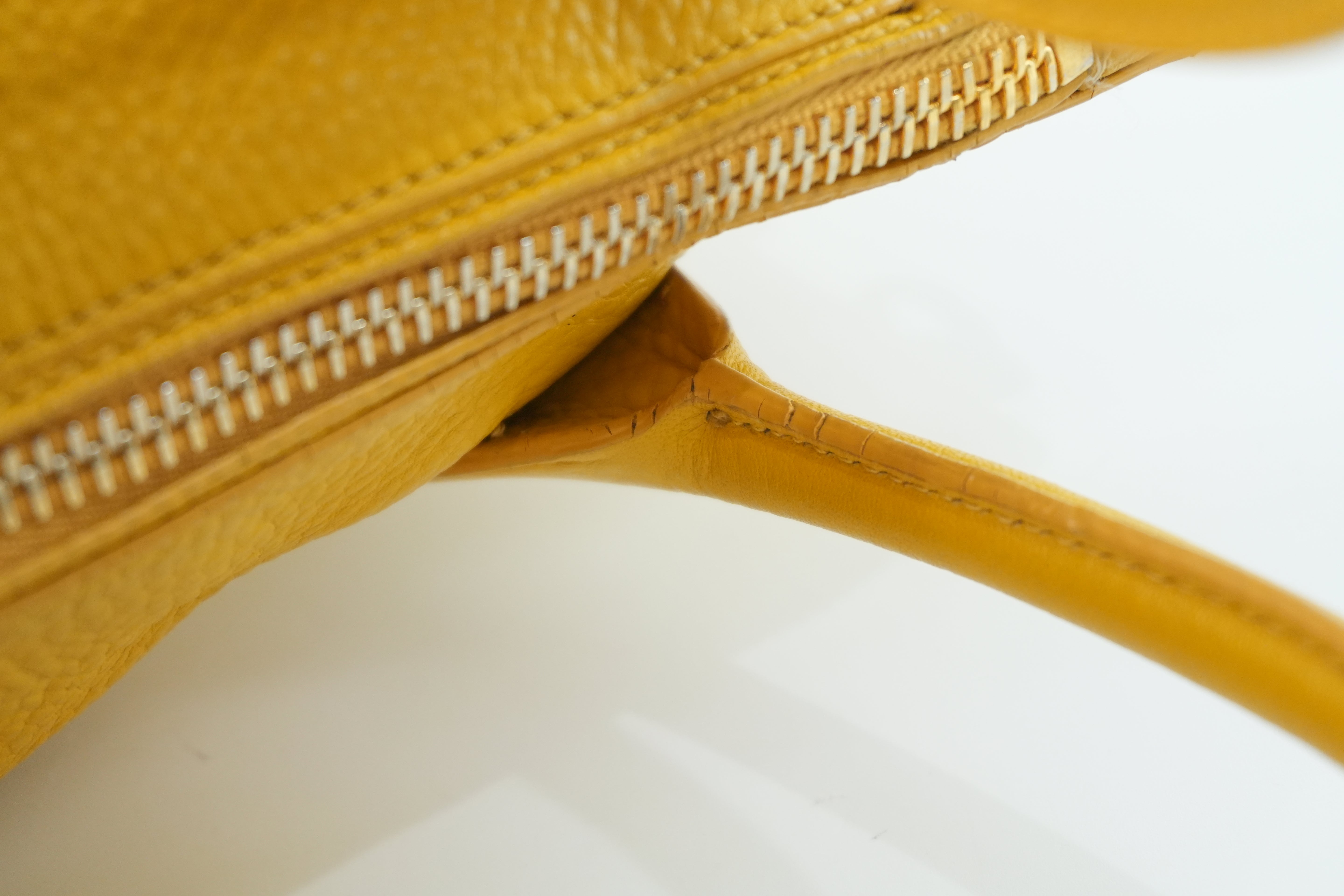 Pre-owned Prada Leather Two Way Shoulder Bag Yellow