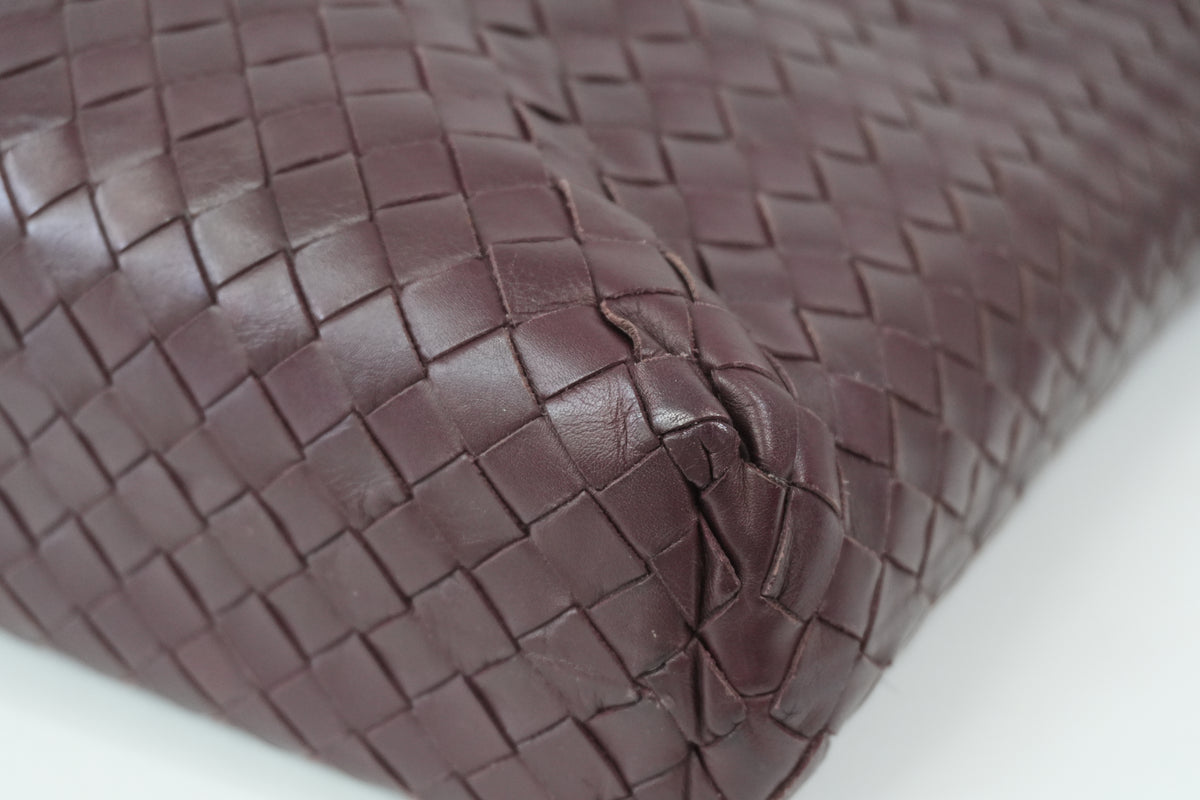 Pre-Owned Bottega Veneta Two-Way Intrecciato Briefcase Burgundy