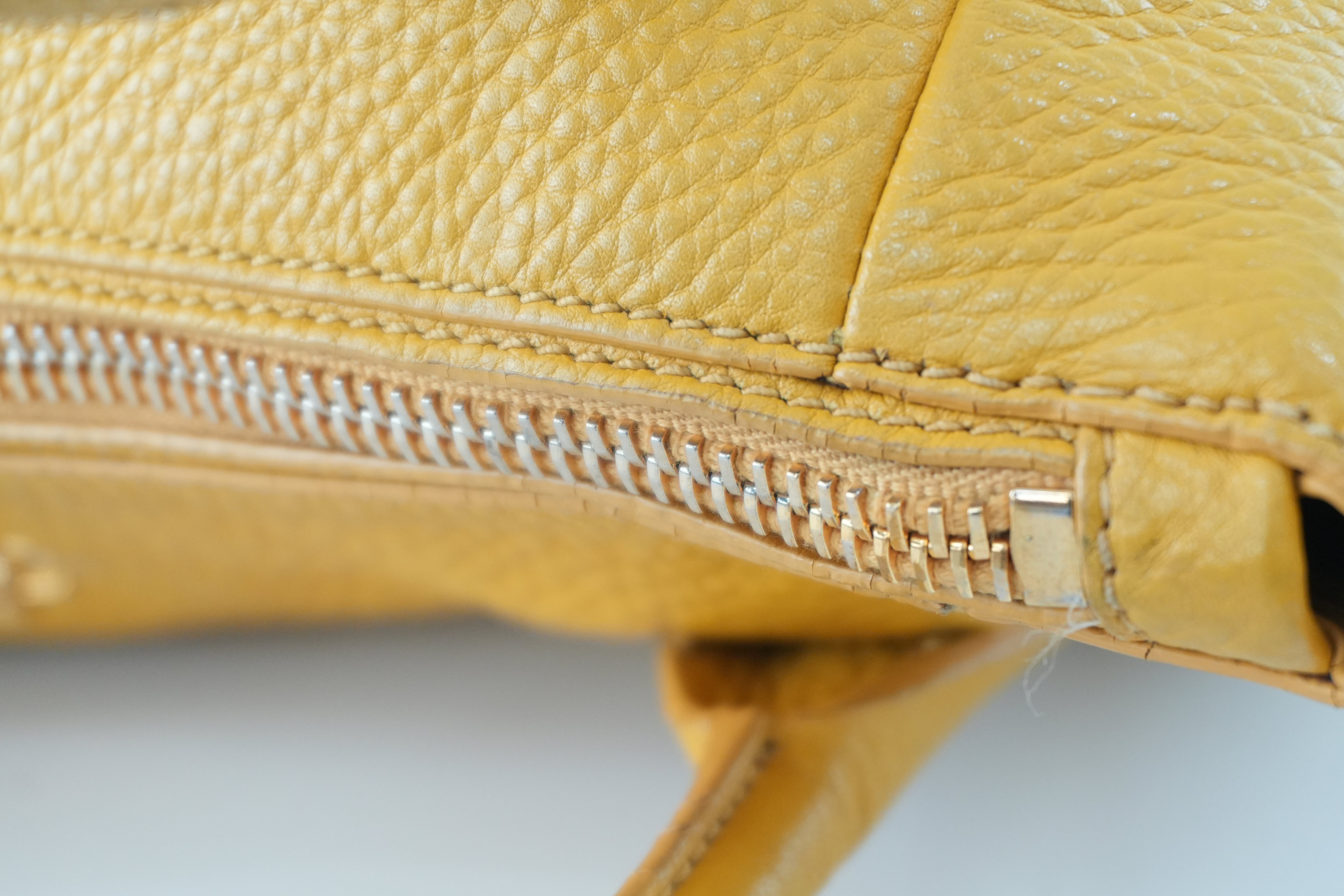 Pre-owned Prada Leather Two Way Shoulder Bag Yellow