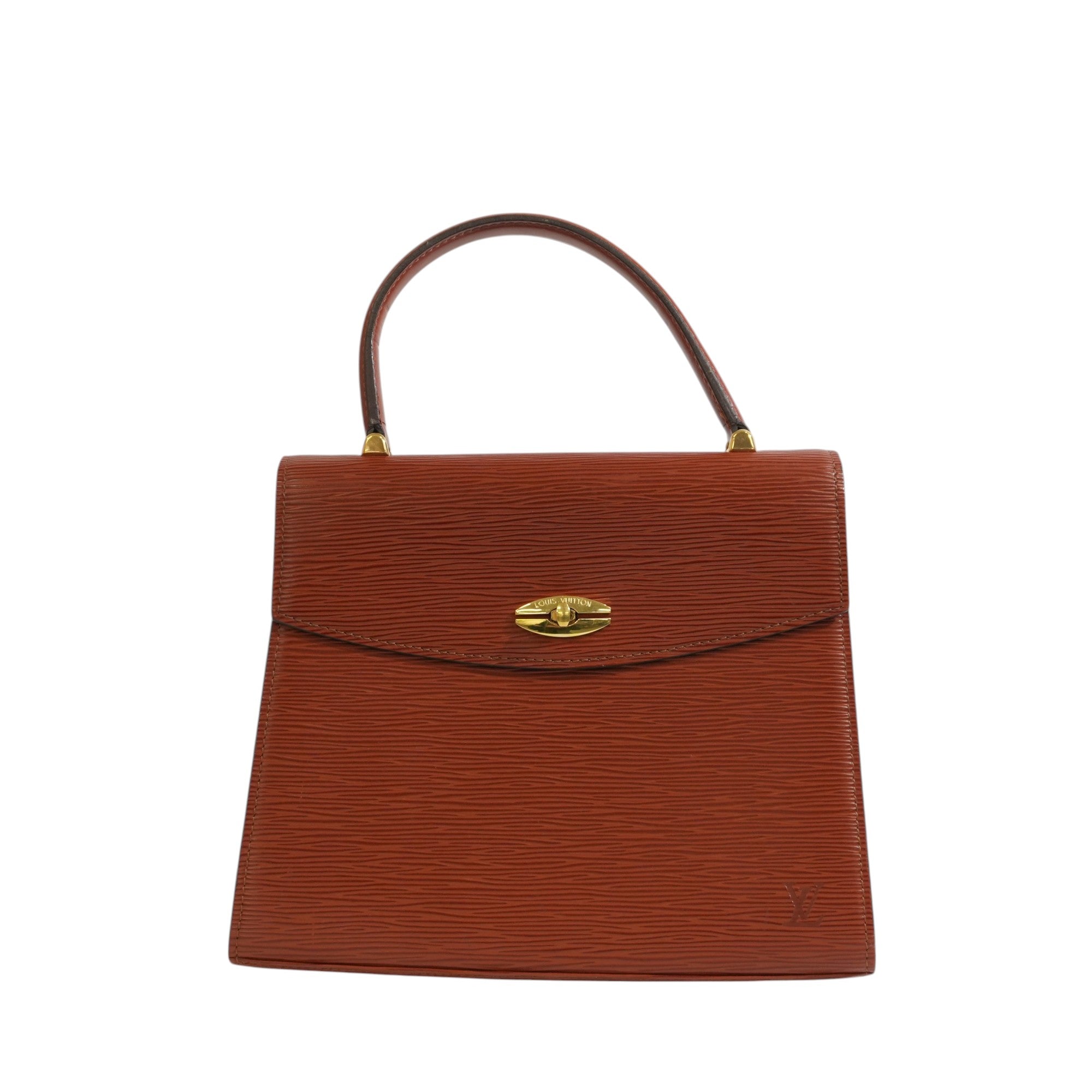 Pre-owned Louis Vuitton Epi Malesherbe Top Handle Handbag Kenya Brown