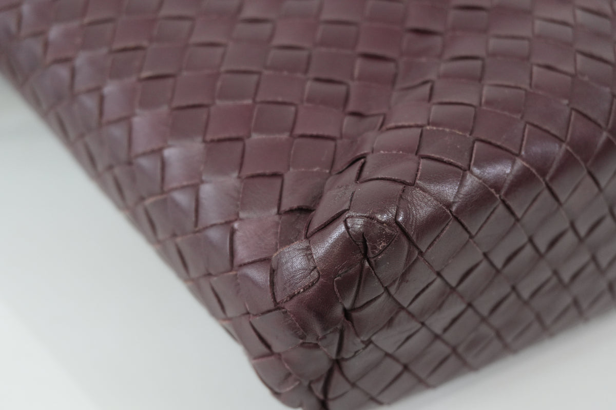 Pre-Owned Bottega Veneta Two-Way Intrecciato Briefcase Burgundy