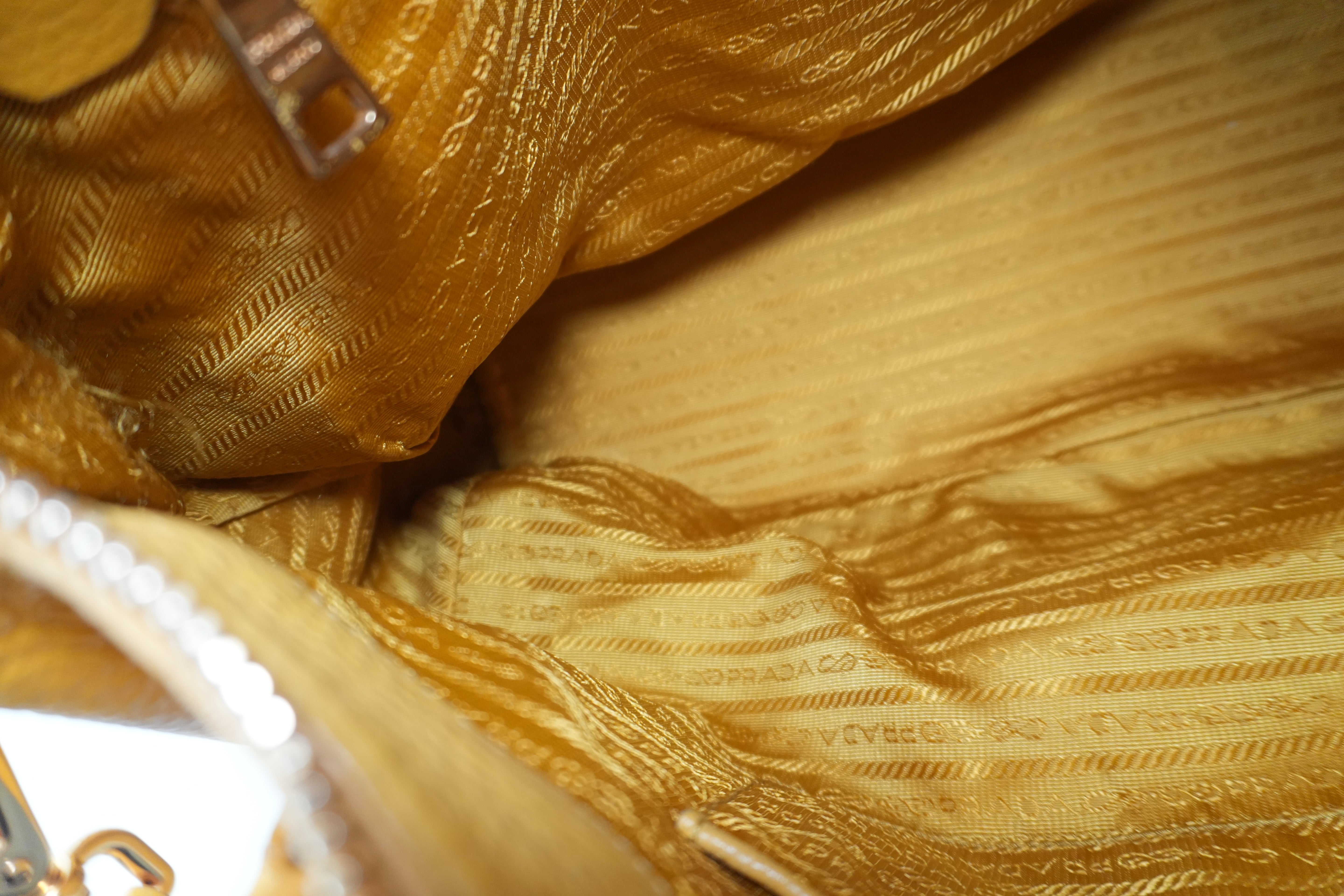 Pre-owned Prada Leather Two Way Shoulder Bag Yellow